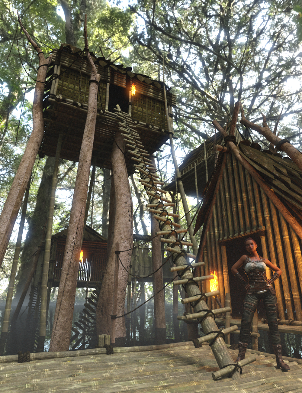Jungle Stilt Huts 2 by: Enterables, 3D Models by Daz 3D
