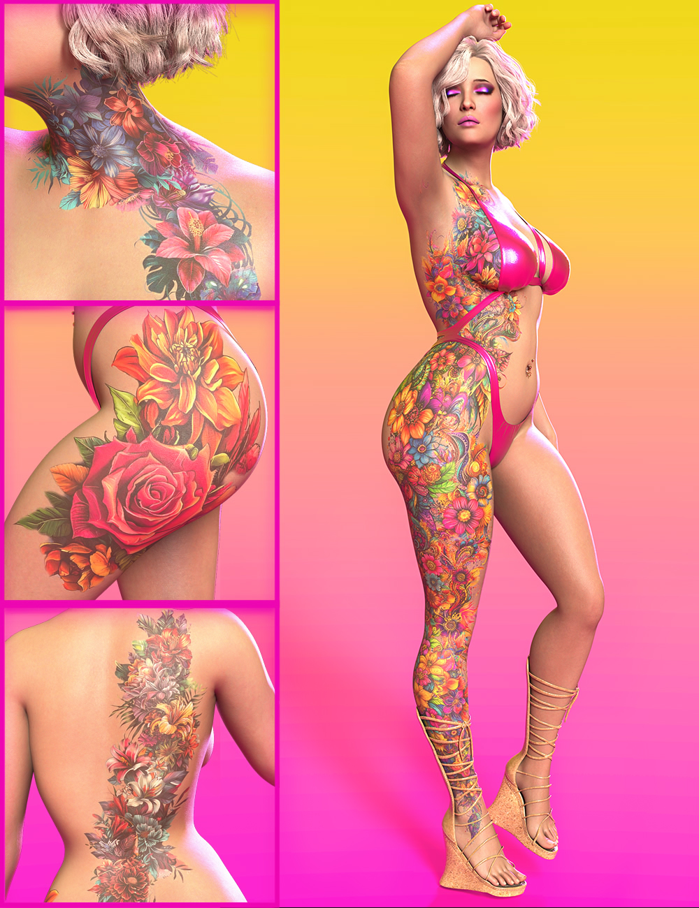 Twizted Tats Vol 5 Summer for Genesis 9 by: TwiztedMetal, 3D Models by Daz 3D