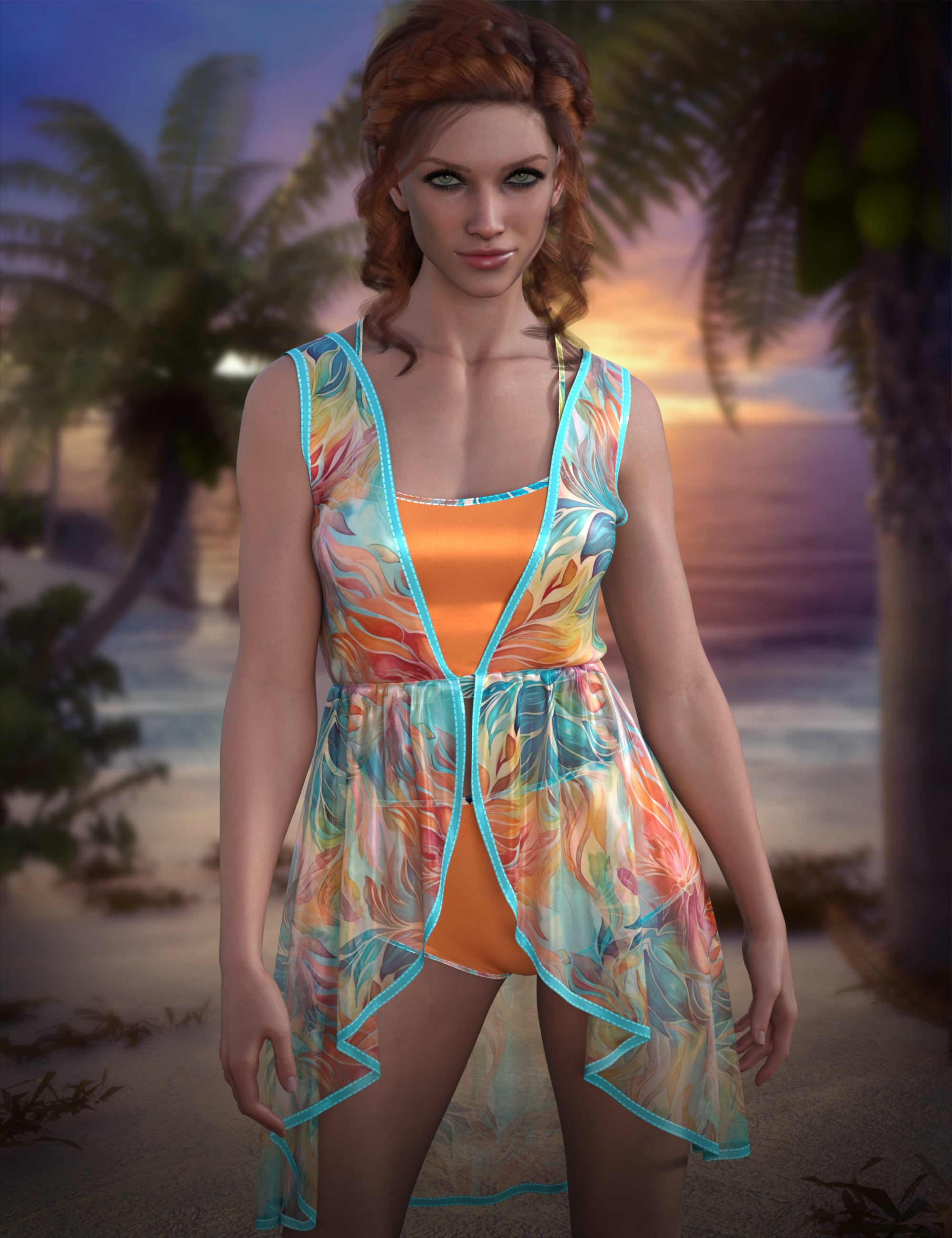 dForce Thalassa Swim Dress for Genesis 9 and 8 Female by: ~Wolfie~, 3D Models by Daz 3D