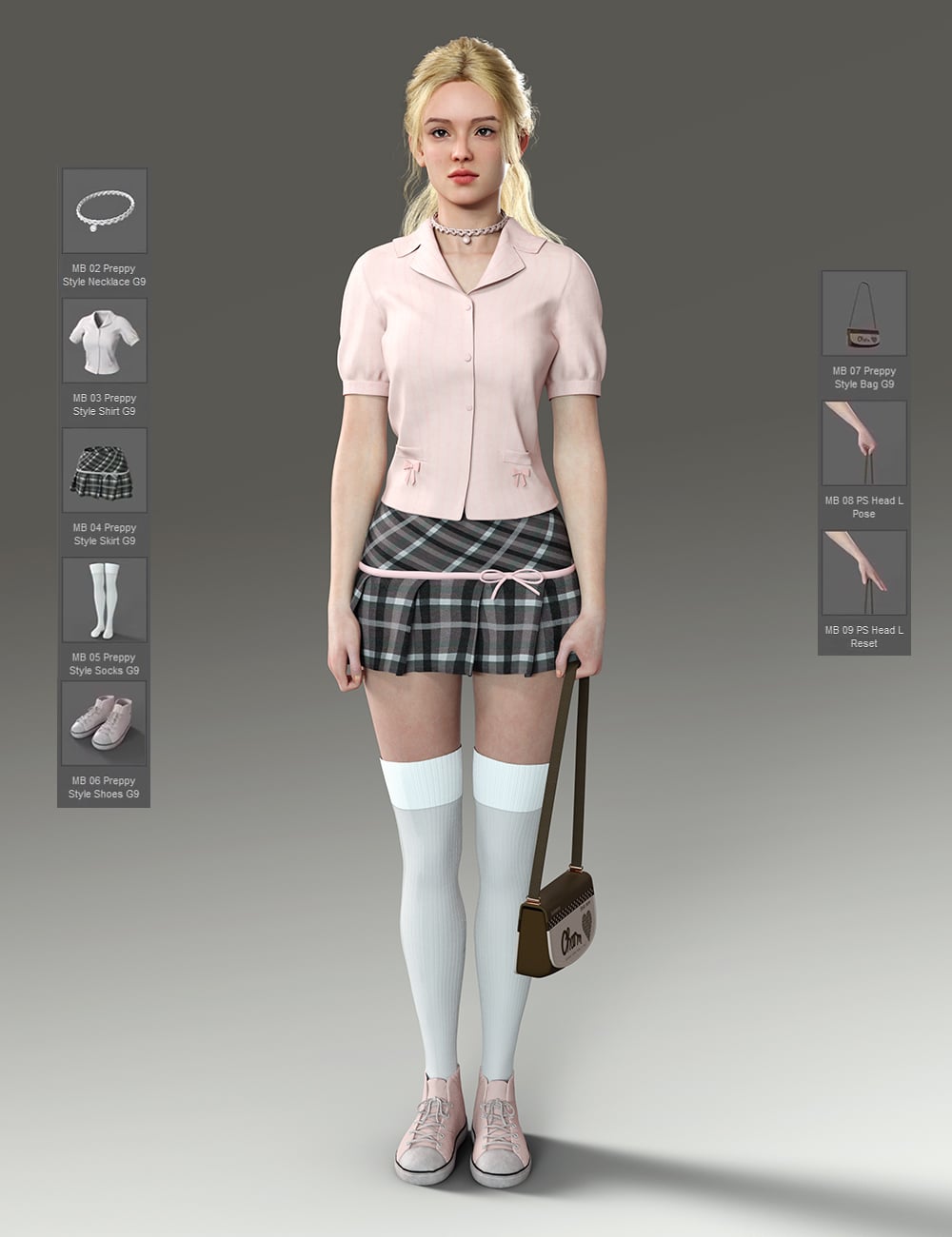 dForce MB Preppy Style for Genesis 9 Feminine by: Magic Brush, 3D Models by Daz 3D