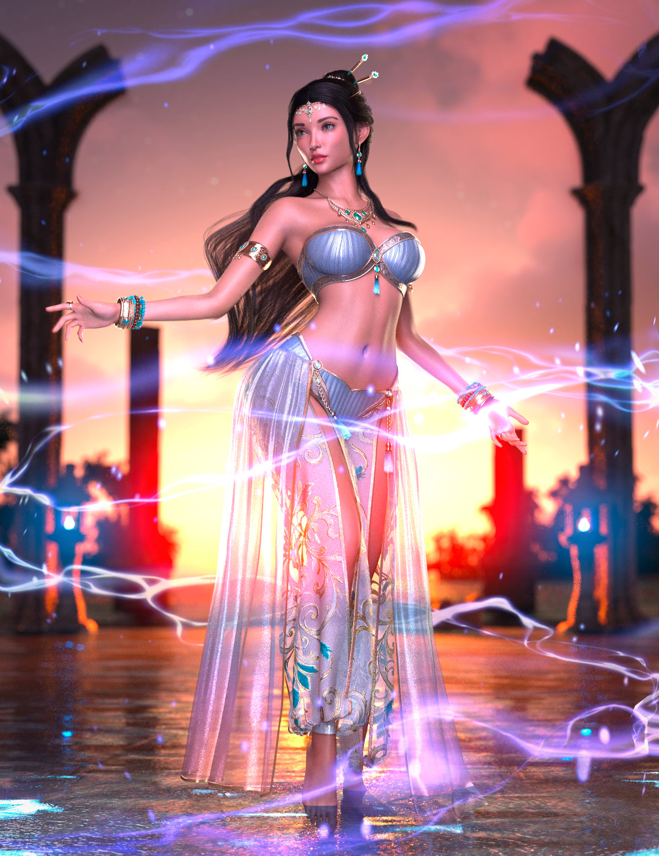 The Royal Lotus Priestess Bundle for Genesis 9 Feminine by: Blue Rabbit, 3D Models by Daz 3D