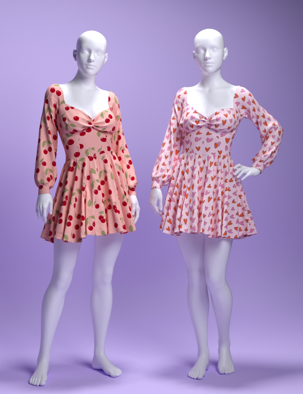 dforce MS Fashion Puff Dress for Genesis 9 and 8 Female by: MavisSky, 3D Models by Daz 3D