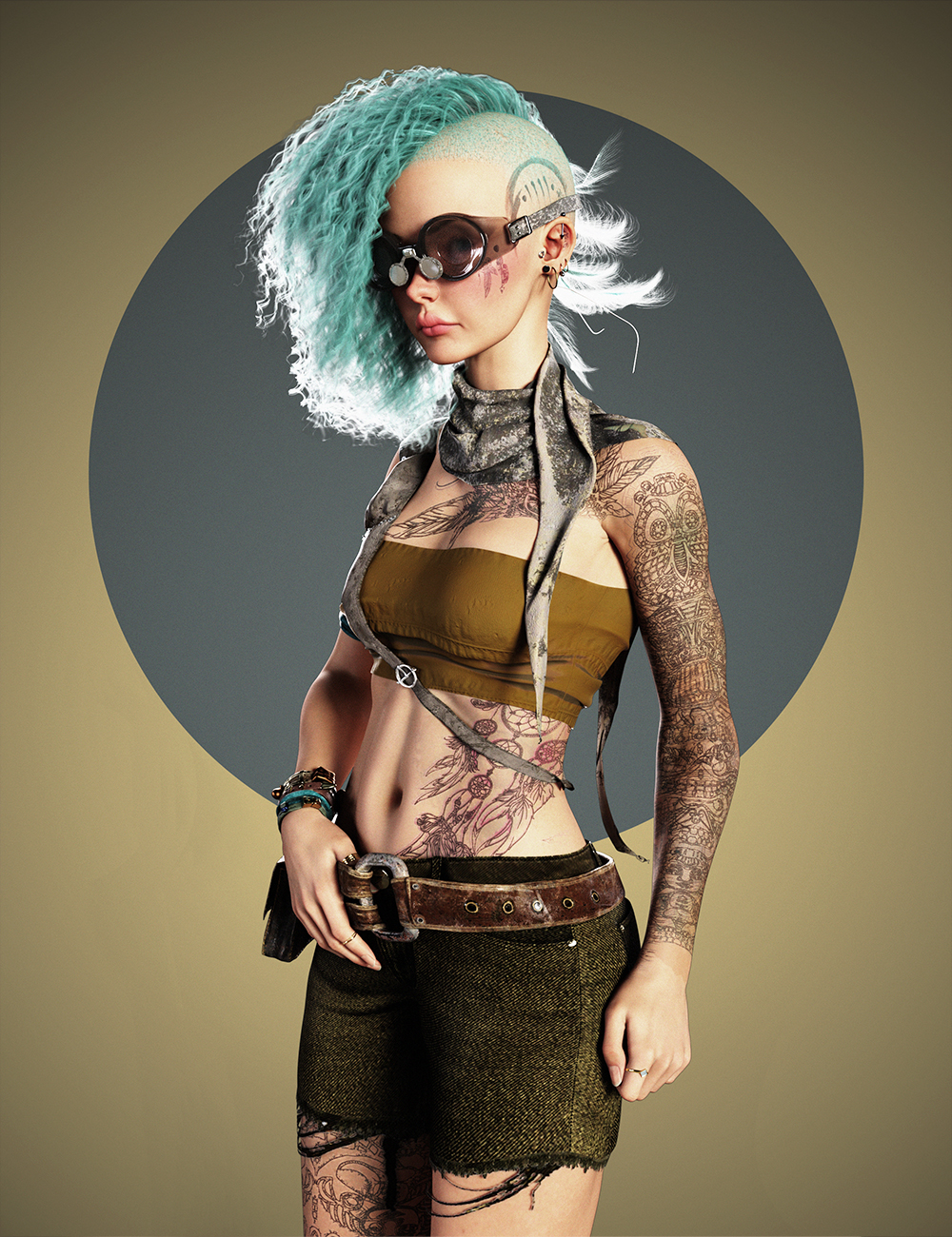 dForce Apocalyptic Solar Wearables for Genesis 9 by: Chrryt, 3D Models by Daz 3D