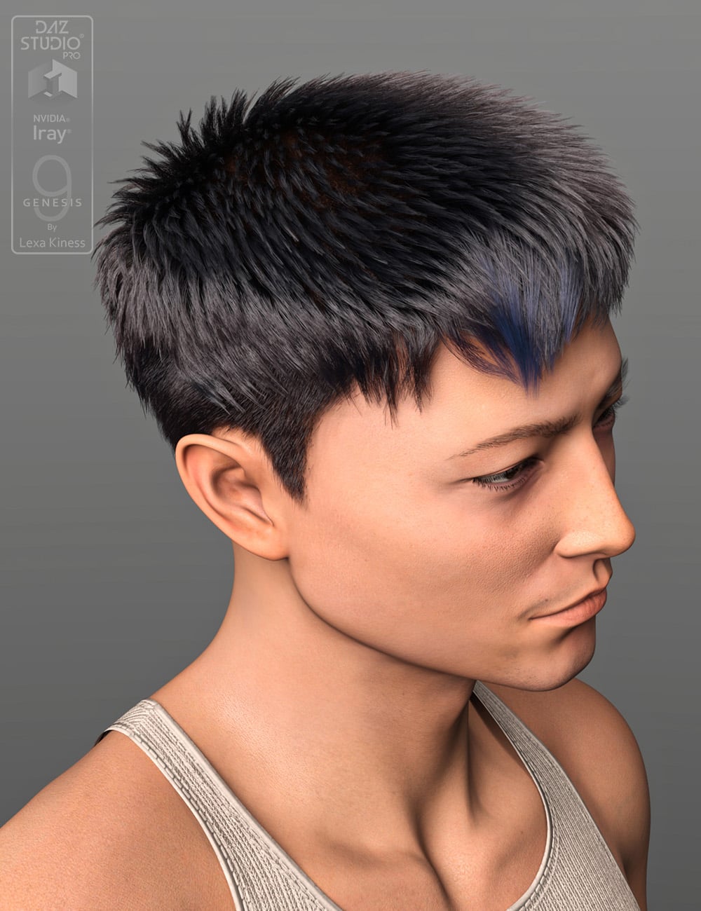 dForce Min-Su Hair for Genesis 9 by: Lexa Kiness, 3D Models by Daz 3D