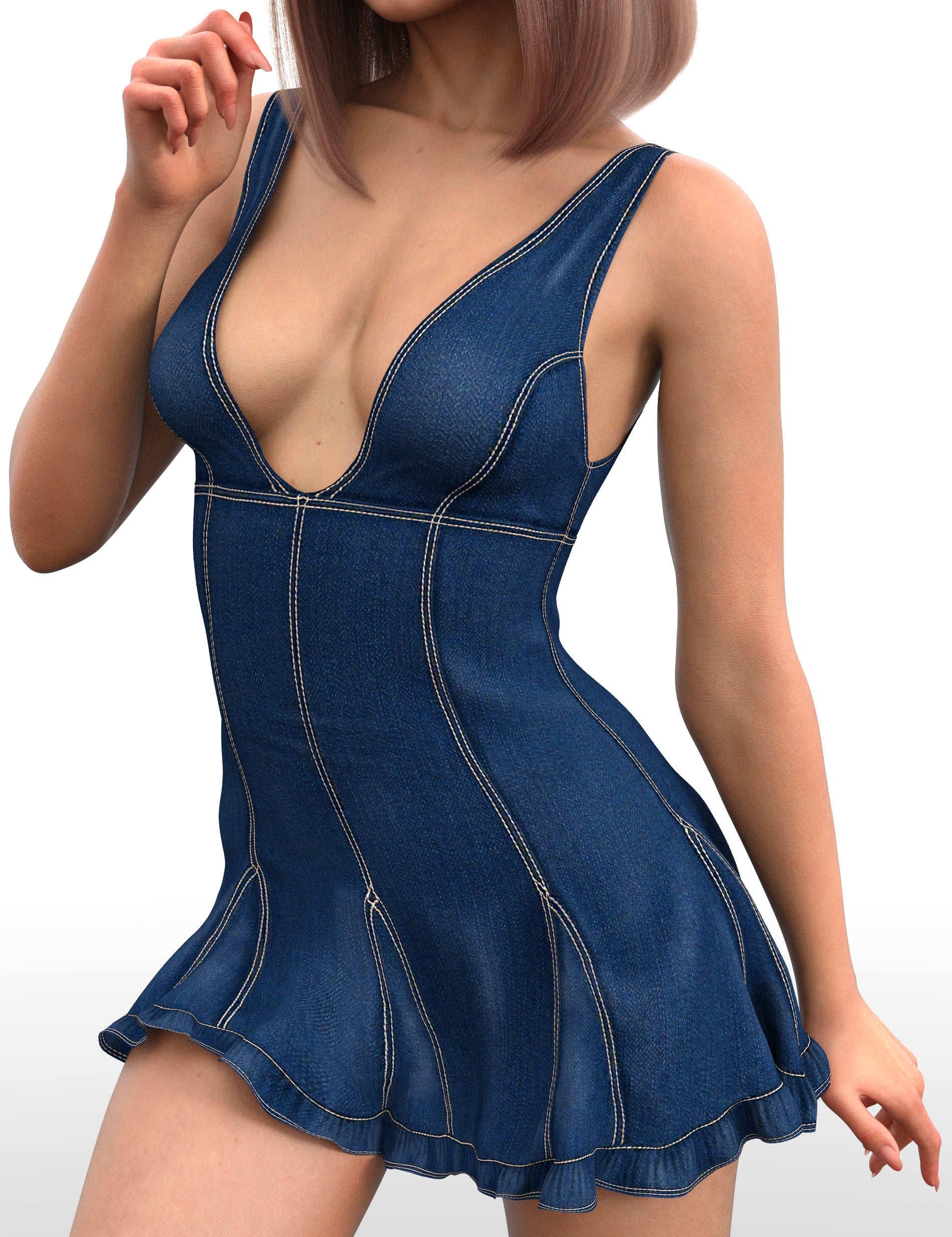 dForce X-Fashion Blue Voltage Dress for Genesis 9 and 8 Female by: xtrart-3d, 3D Models by Daz 3D
