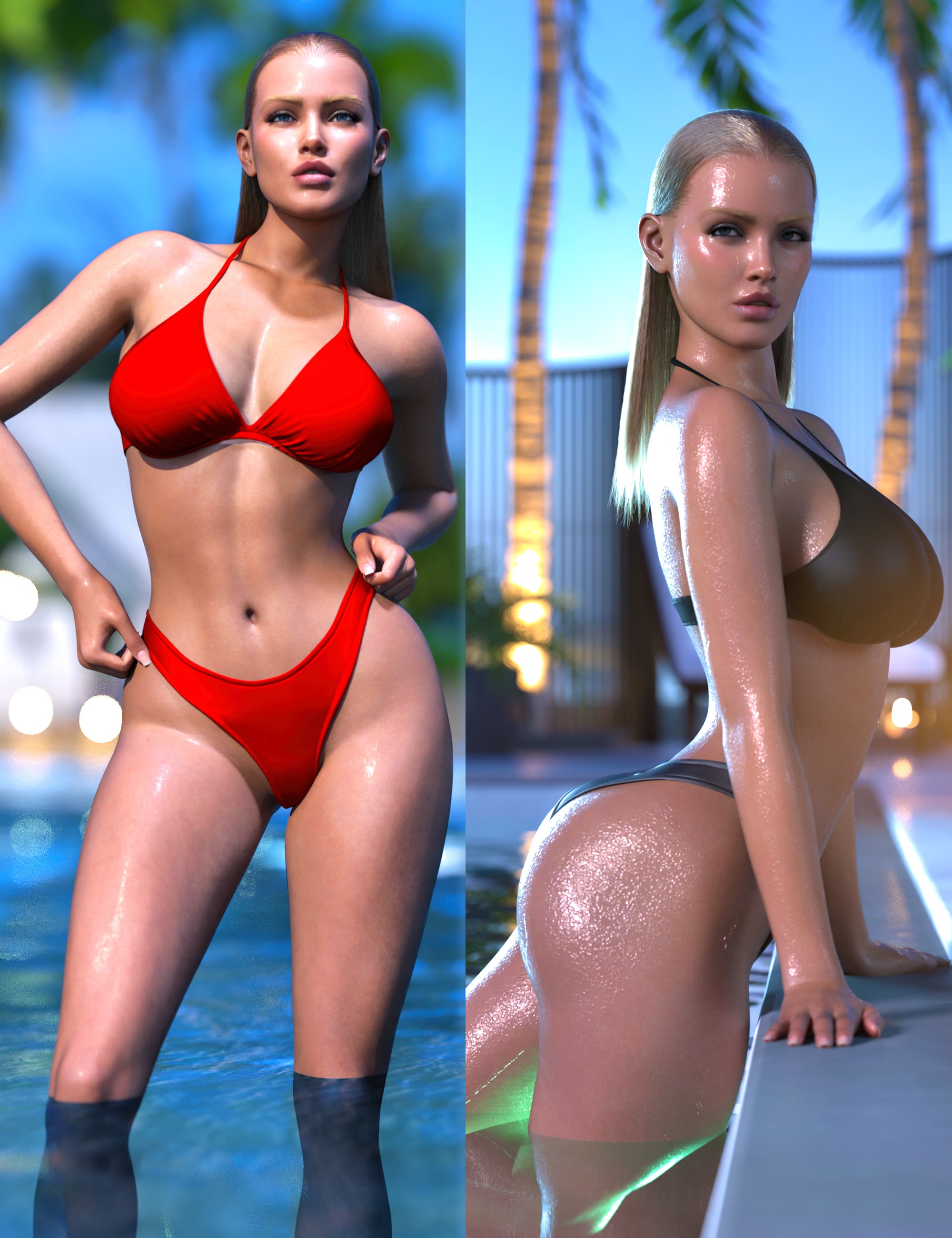Z Beach Bomb Beauty Shape and Pose Mega Set for Genesis 9 and 8 Female by: Zeddicuss, 3D Models by Daz 3D