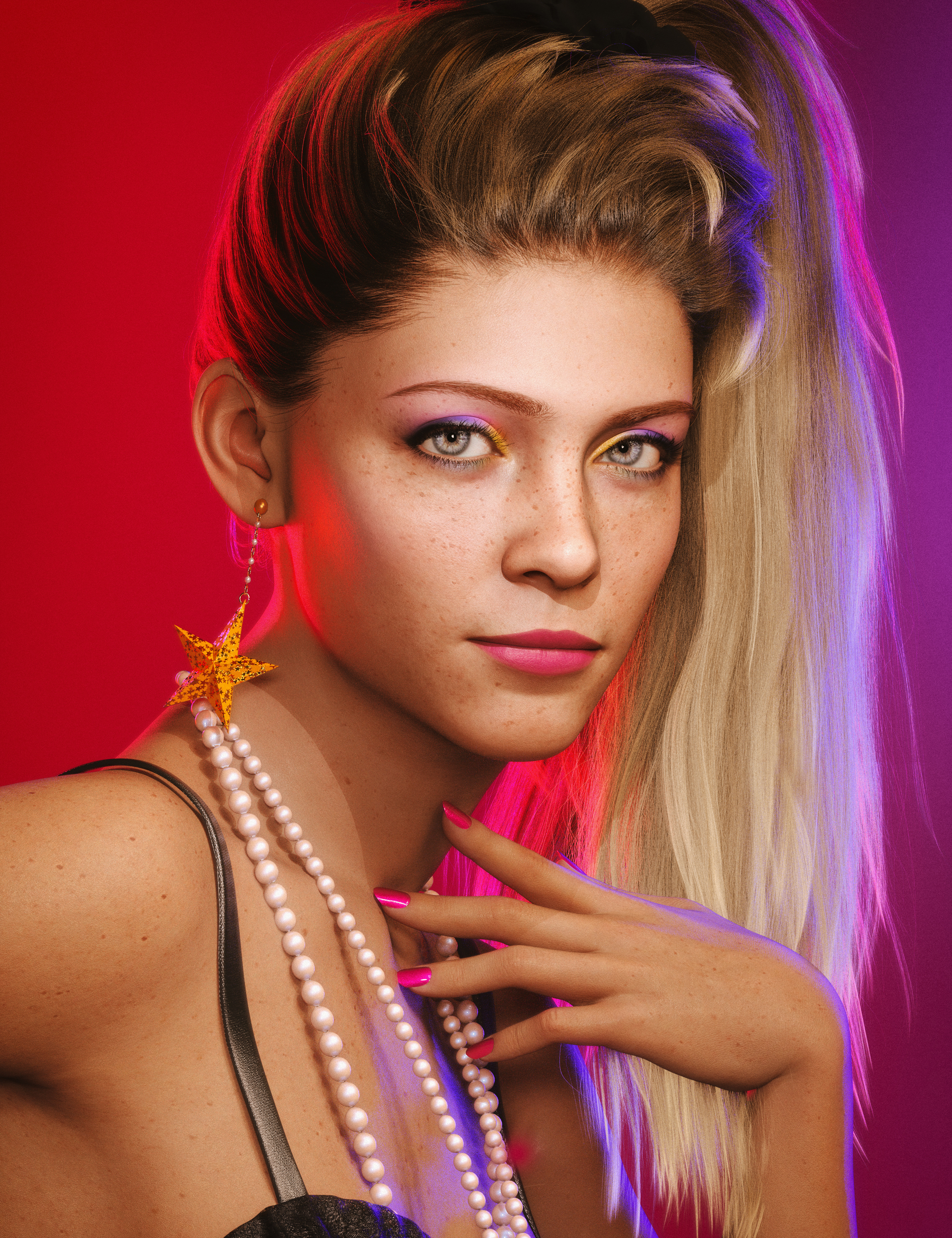 Makeup System - 80's Makeup for Genesis 9 by: Faber Inc, 3D Models by Daz 3D