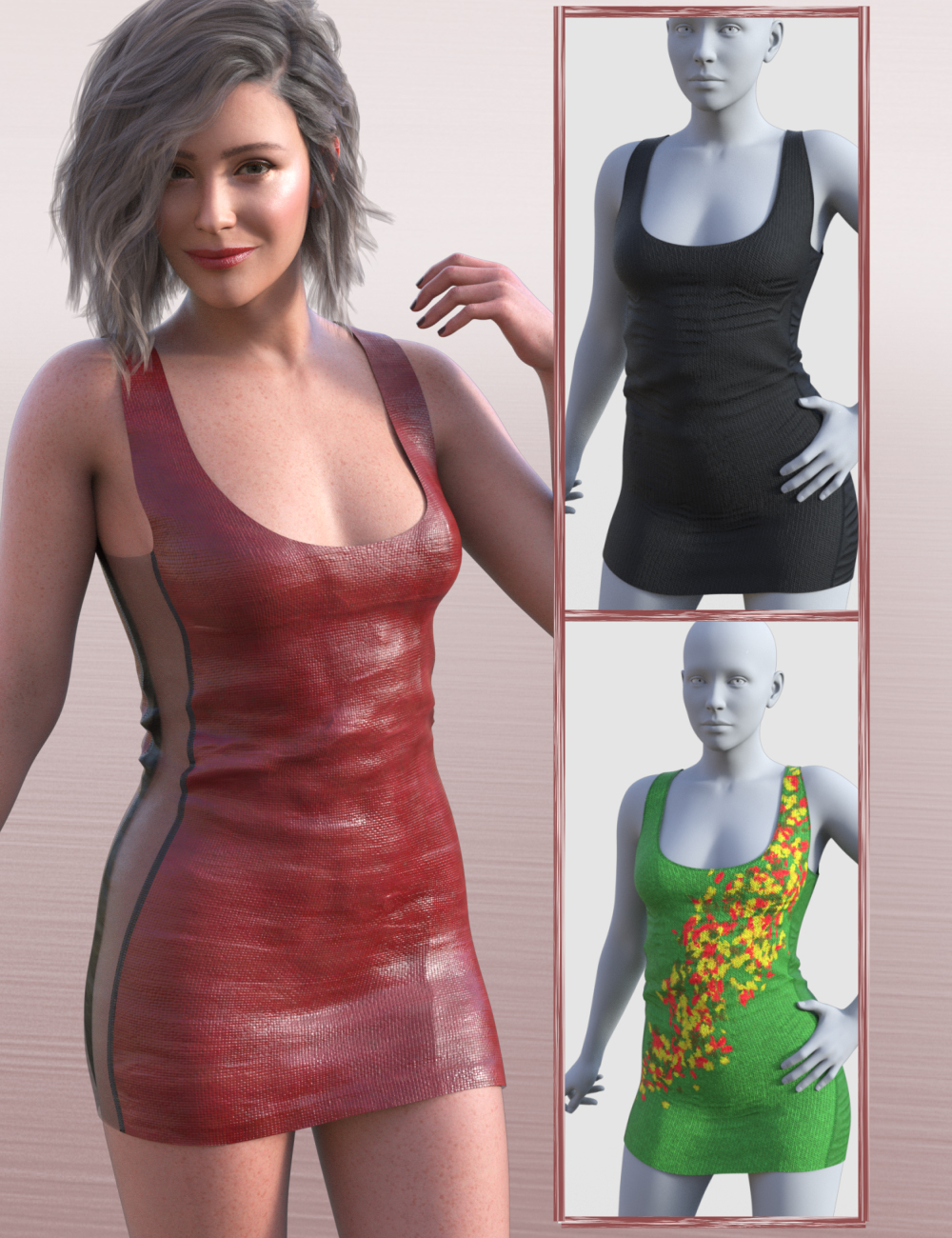 JW dForce Fitted Dress for Genesis 9 by: JWolf, 3D Models by Daz 3D