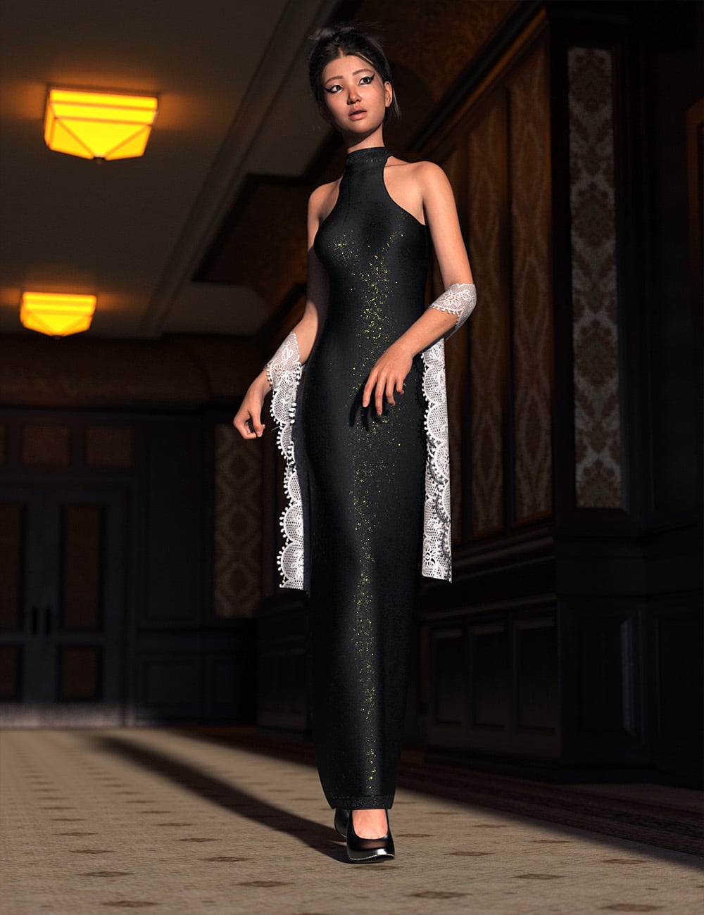 dForce Peekaboo Formal for Genesis 9 by: ForbiddenWhispersLyrra Madril, 3D Models by Daz 3D