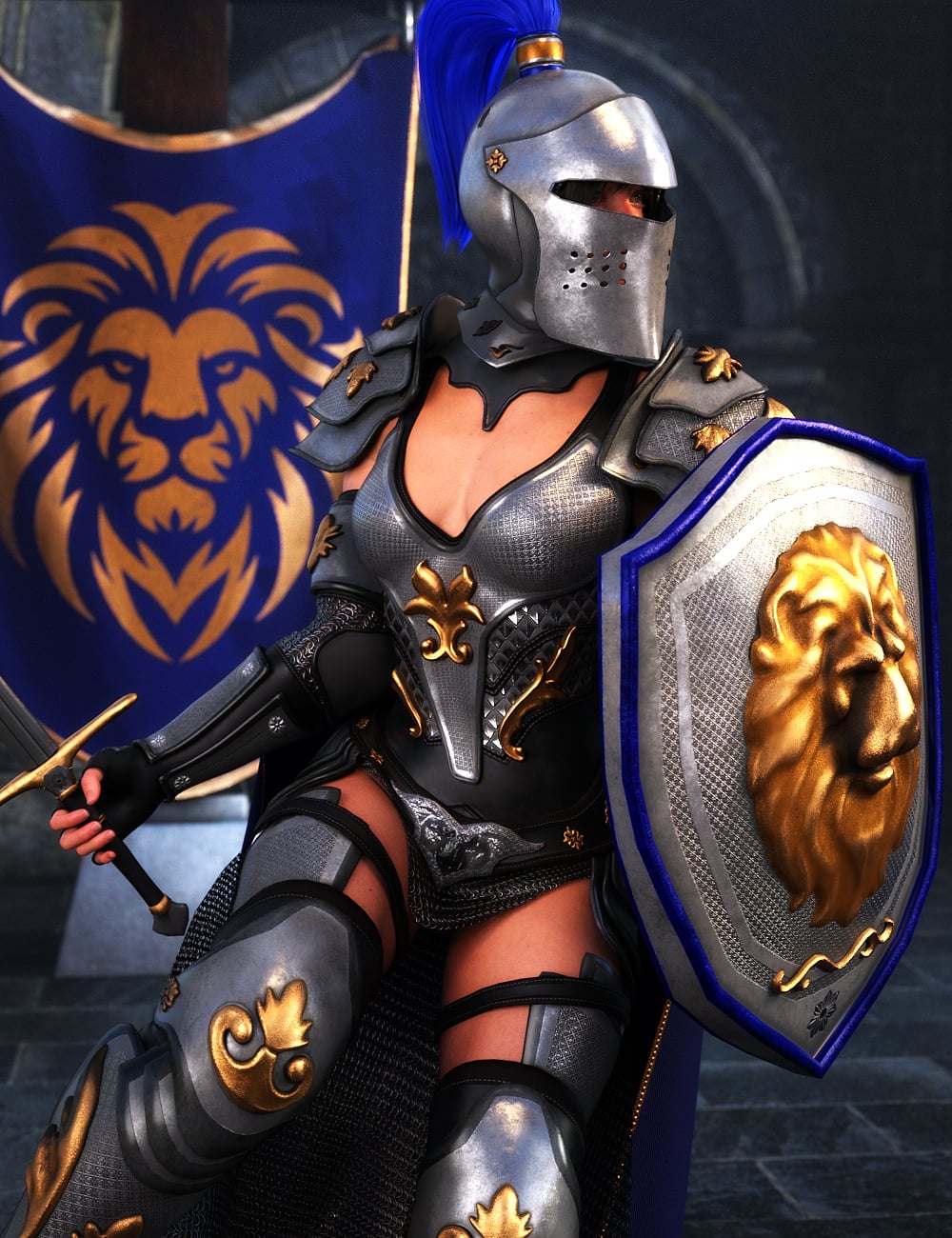 Stormguard Fantasy Armor Bundle for Genesis 9 Females by: Val3dartbiuzpharb, 3D Models by Daz 3D