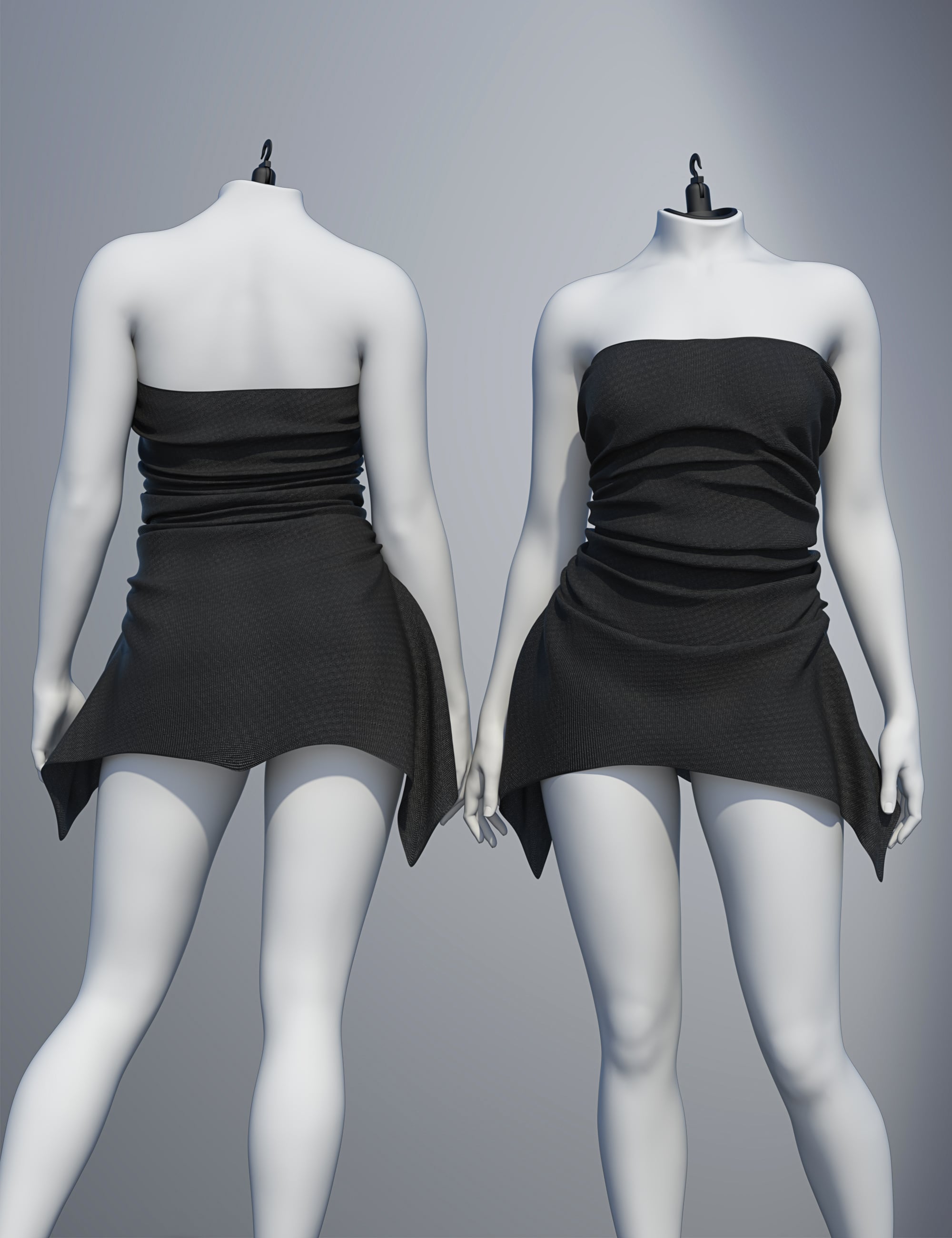 dForce SU Everyday Strapless Dress for Genesis 9 by: Sue Yee, 3D Models by Daz 3D