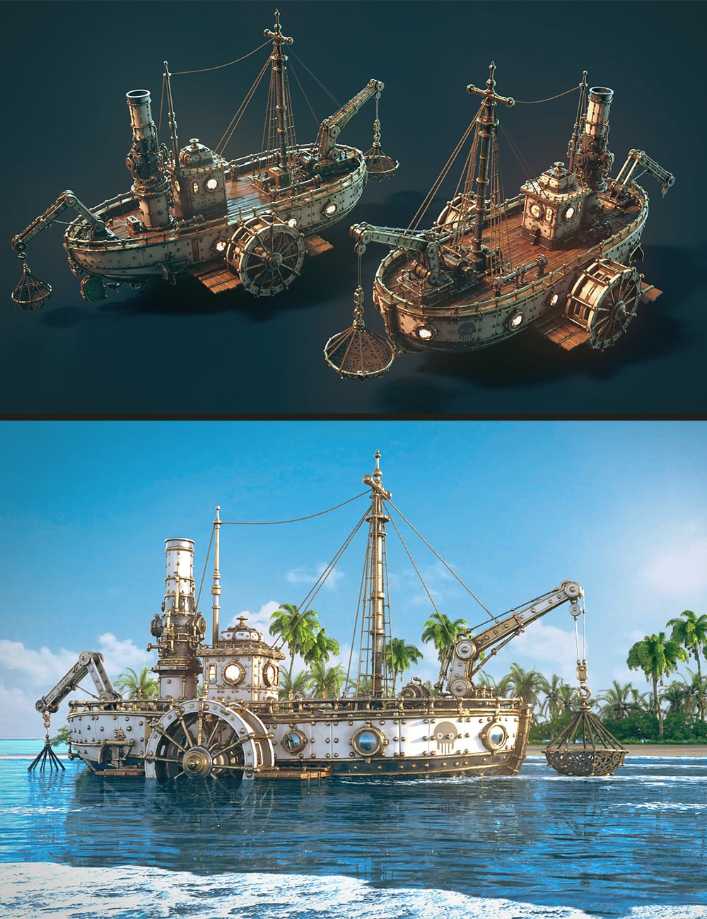 Polish Steampunk Fishing Boat by: Polish, 3D Models by Daz 3D