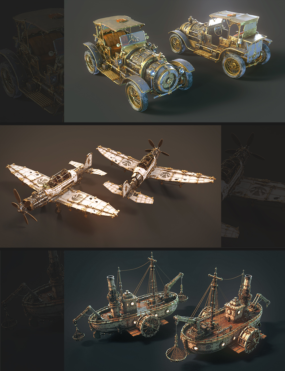 Polish Steampunk Explorer Transportation Bundle by: Polish, 3D Models by Daz 3D
