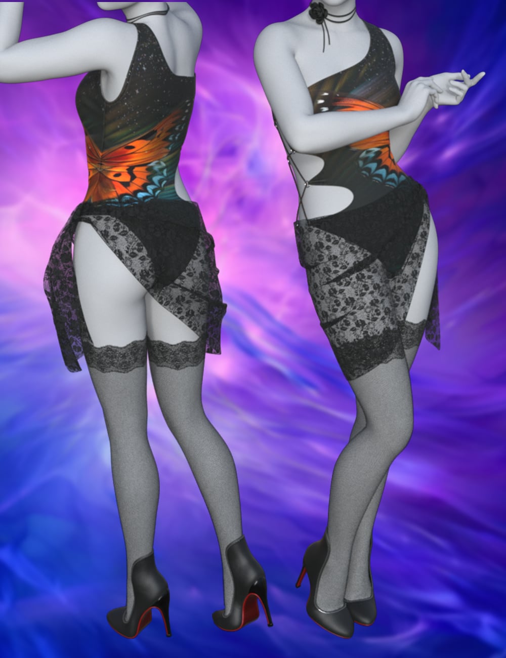 dForce One Shoulder Vest Outfit for Genesis 9 by: sjdlkad, 3D Models by Daz 3D