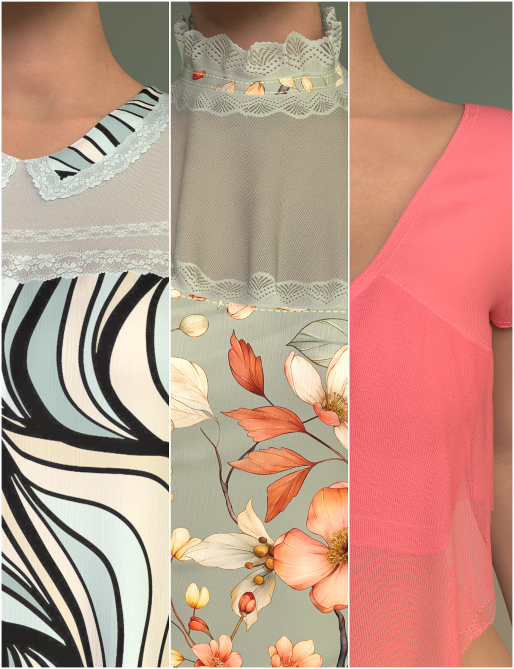 dForce Casually Yours 2 Tops For Genesis 9 by: Belladzines, 3D Models by Daz 3D