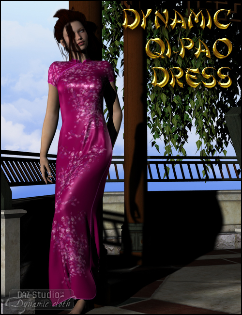 Dynamic Qi Pao Dress by: DraagonStormOptiTex, 3D Models by Daz 3D