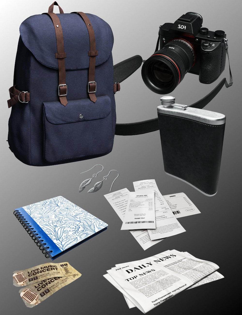 FG Personal Items Pack by: IronmanFugazi1968, 3D Models by Daz 3D