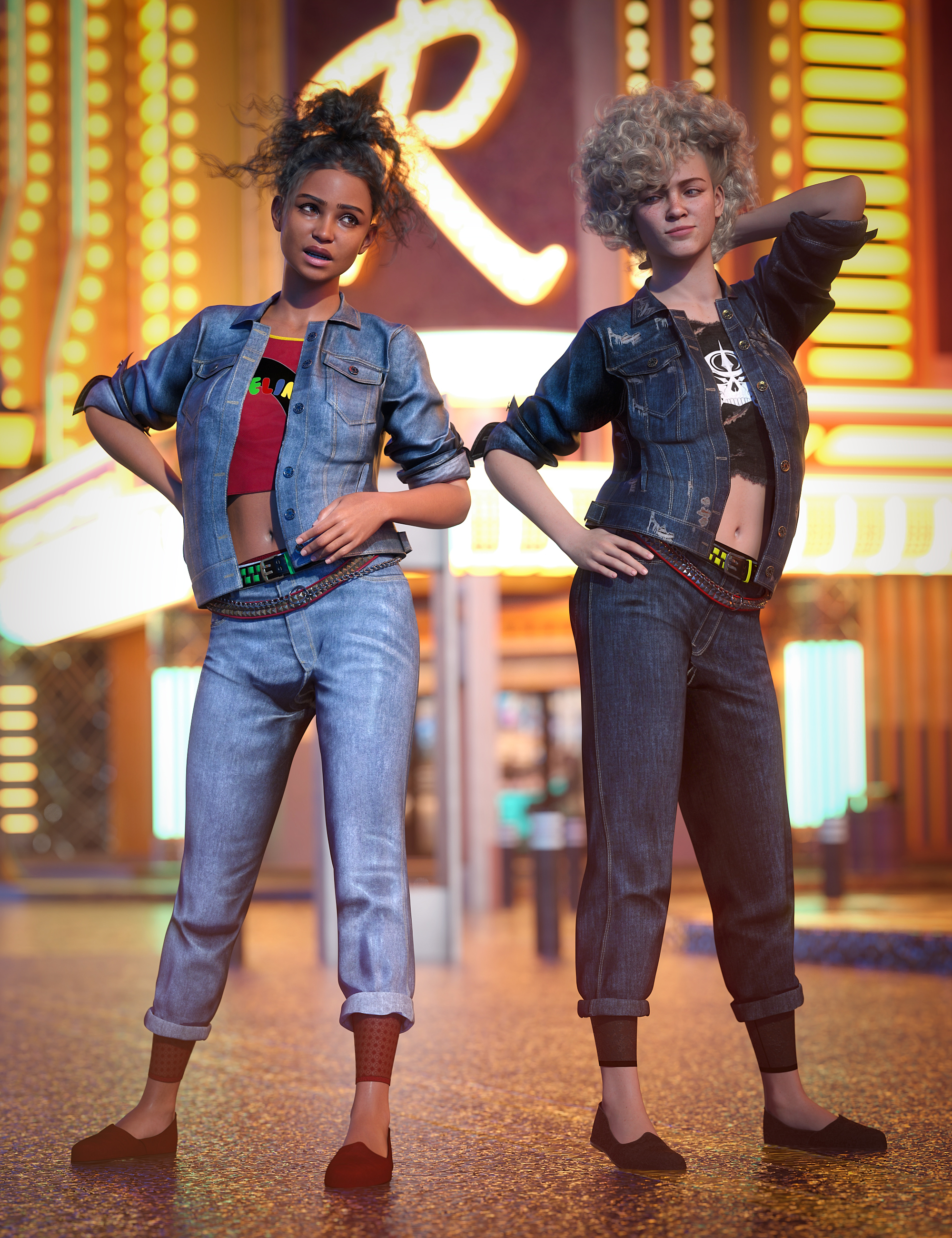 dForce 80s Girl Outfit Texture Add-On by: Barbara Brundon, 3D Models by Daz 3D