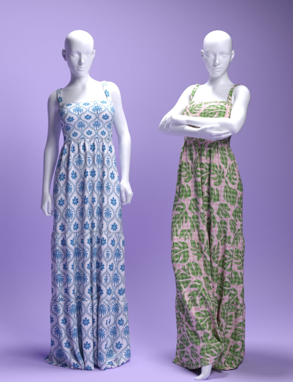 dForce MS Romantic Layers Dress for Genesis 9 and 8 Female by: MavisSky, 3D Models by Daz 3D