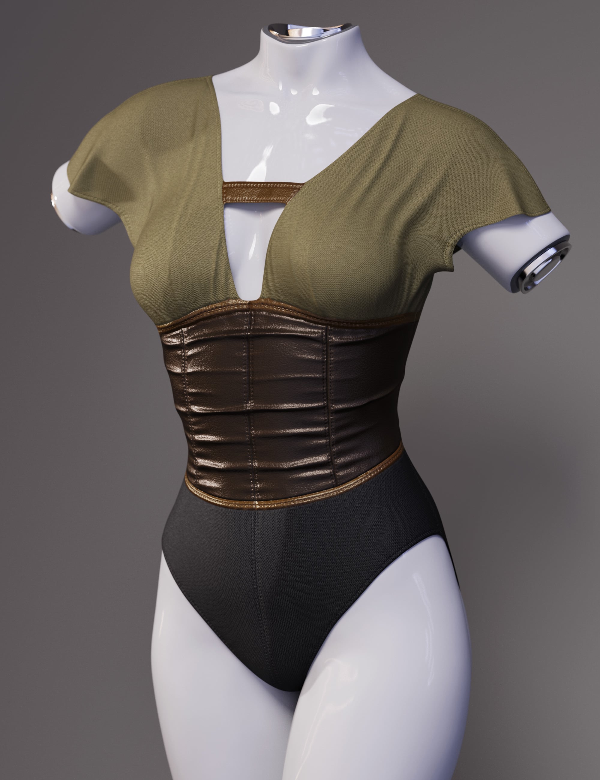dForce Fantasy Corset Leotard for Genesis 9 by: outoftouch, 3D Models by Daz 3D