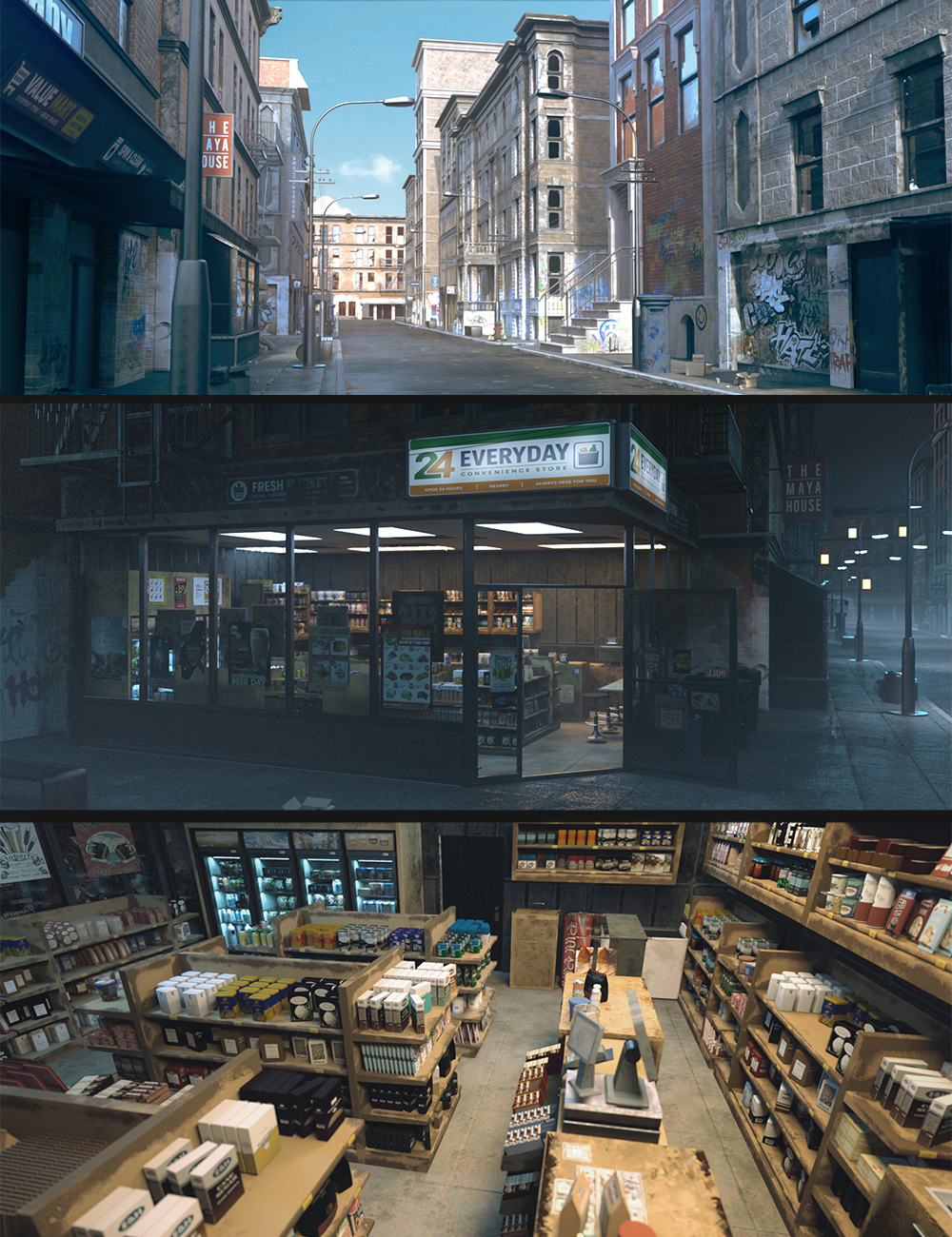 Polish Urban Street Store Bundle by: Polish, 3D Models by Daz 3D