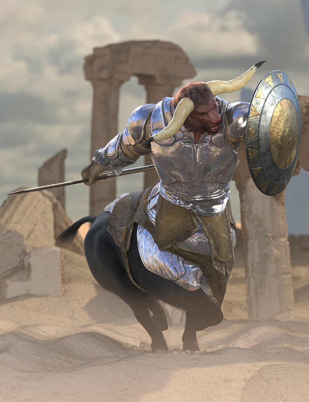 Labyrinth Warlord Hierarchical Poses for Minotaur Centaur 9 by: Ensary, 3D Models by Daz 3D