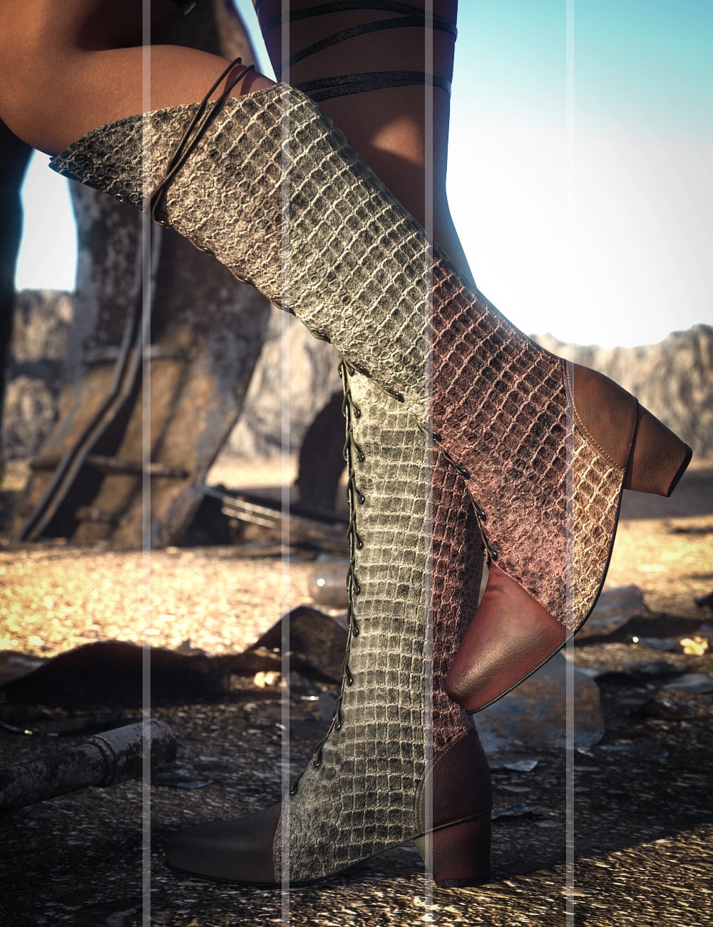 CB Narel Boots Alligator Texture Expansion by: CynderBlue, 3D Models by Daz 3D