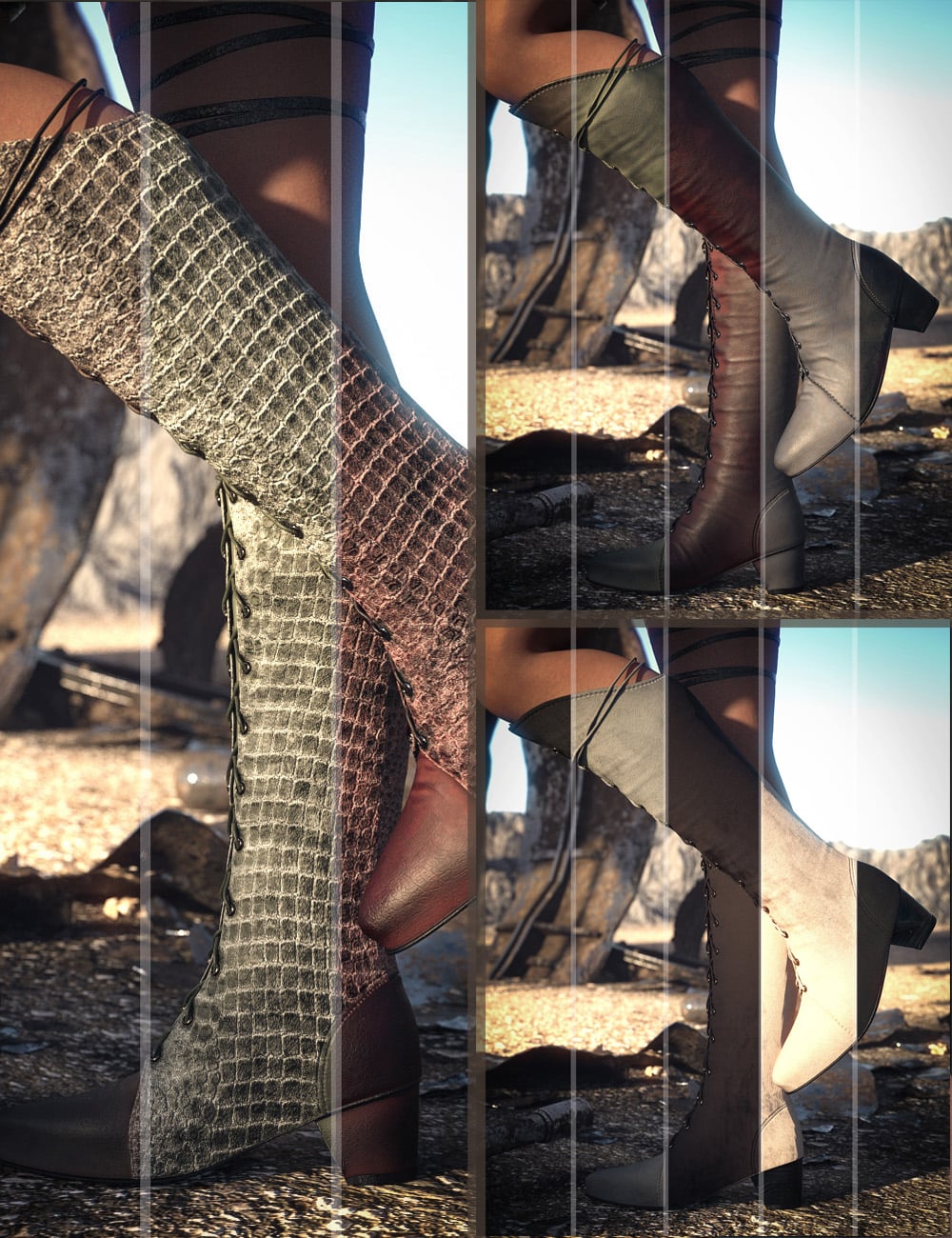 CB Narel Boots Leather, Suede and Alligator Texture Expansion Bundle by: CynderBlue, 3D Models by Daz 3D