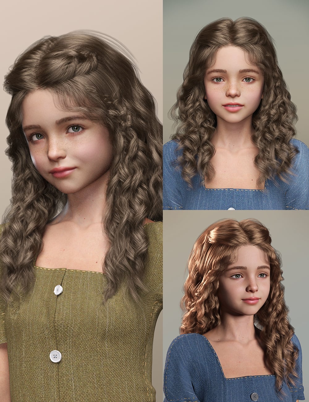 dForce Gentle Princess Hair for Genesis 9 by: Magic Brush, 3D Models by Daz 3D