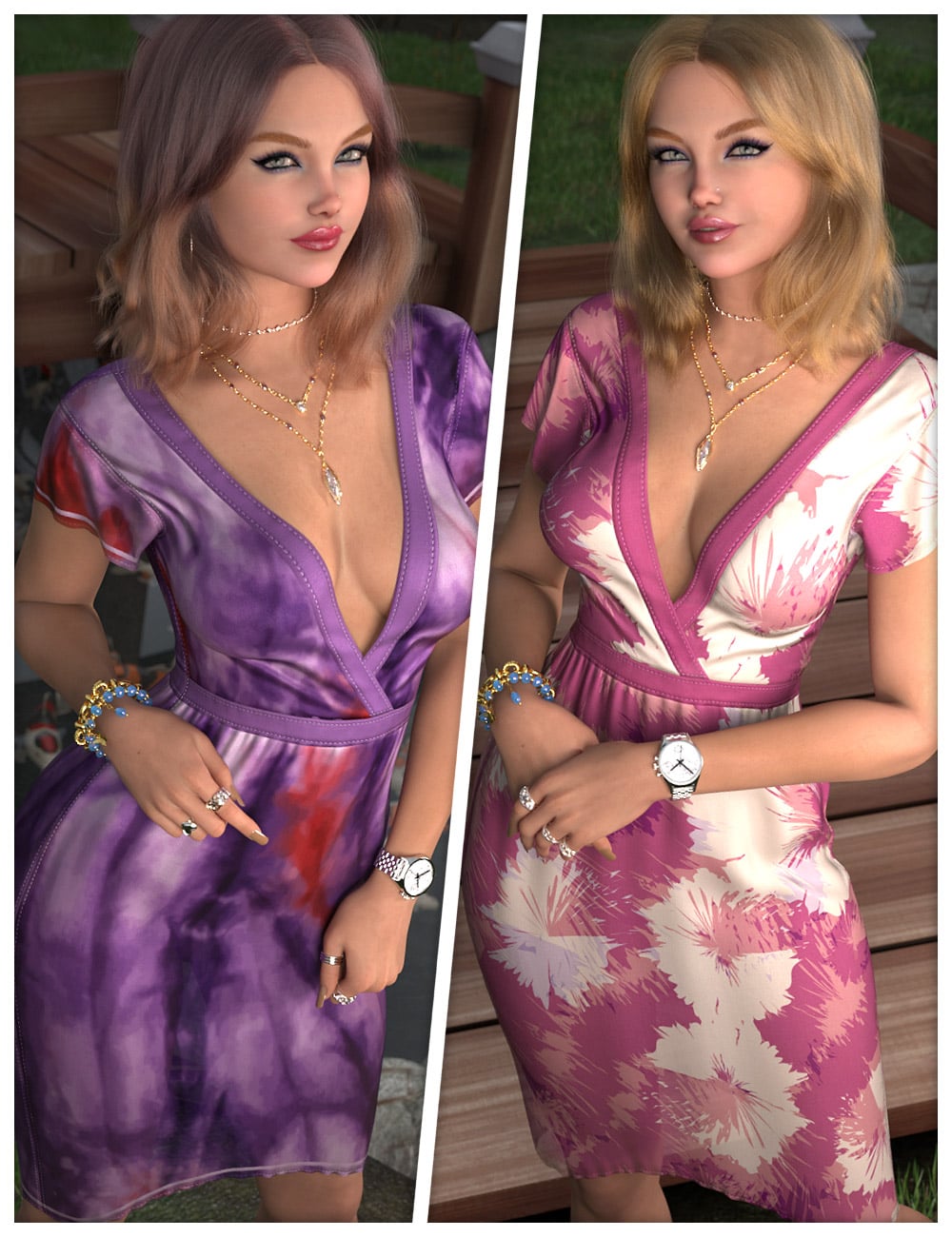 Fashionable Textures for dForce Sophisticated Summer Dress for Genesis 9 by: ShanasSoulmate, 3D Models by Daz 3D