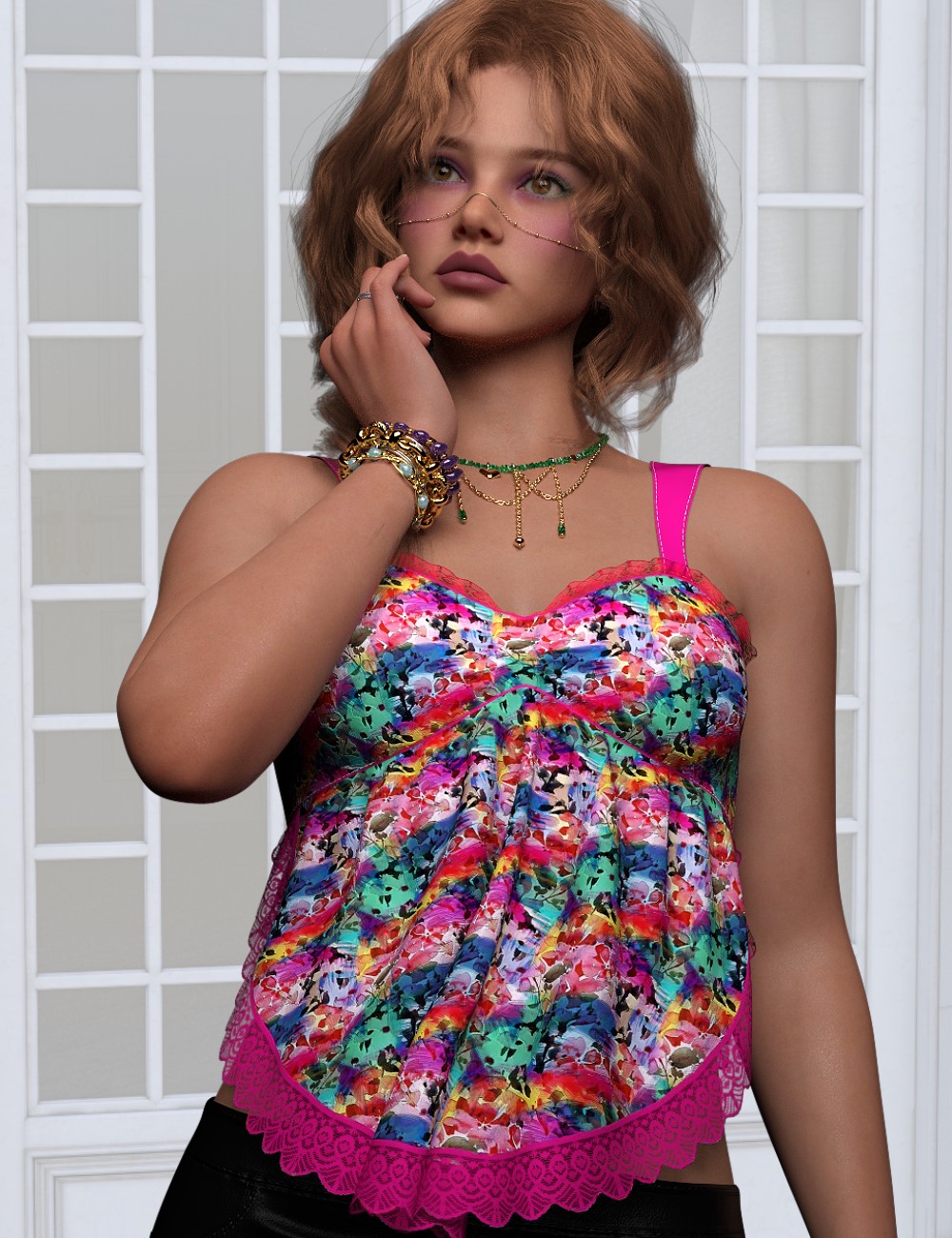 L3D Colorwave  Add-On Frilly Summer Tank by: LUNA3D, 3D Models by Daz 3D