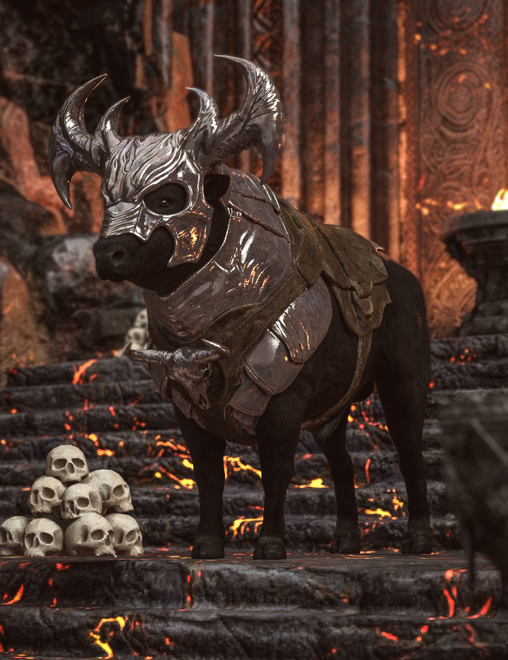 BW Centaur Leather Armor Bull Outfit for Horse 3 by: Beautyworks, 3D Models by Daz 3D