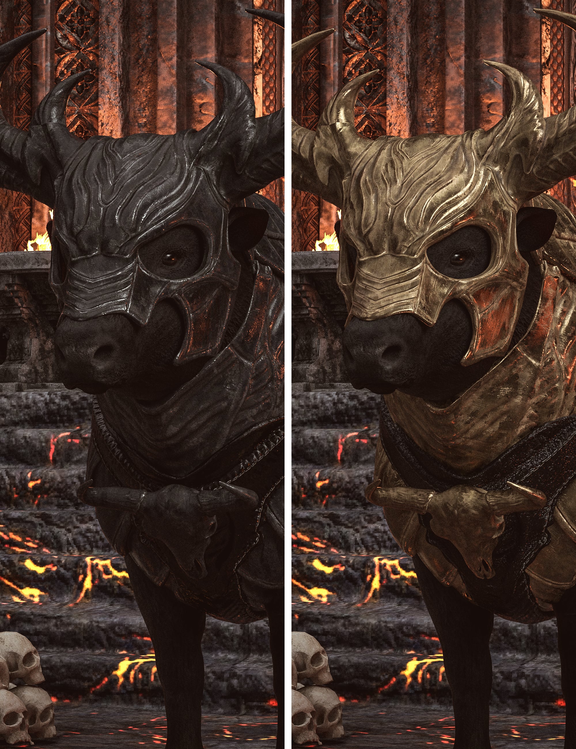 BW Centaur Leather Armor Bull Outfit Textures Add-On by: Beautyworks, 3D Models by Daz 3D