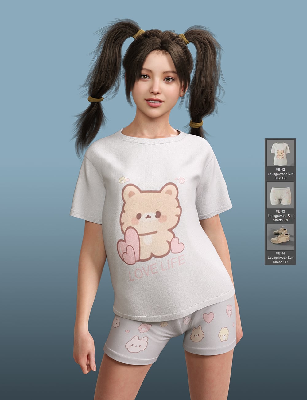 dForce MB Loungewear Suit for Genesis 9 Feminine by: Magic Brush, 3D Models by Daz 3D