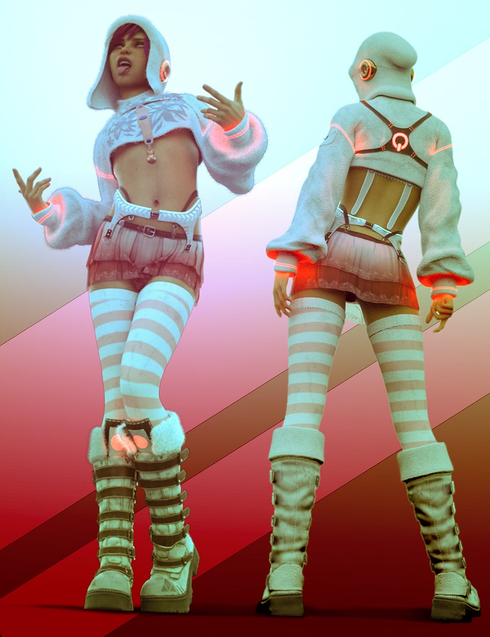 dForce Fuzz Outfit for Genesis 8 and 8.1 Female by: Priap, 3D Models by Daz 3D