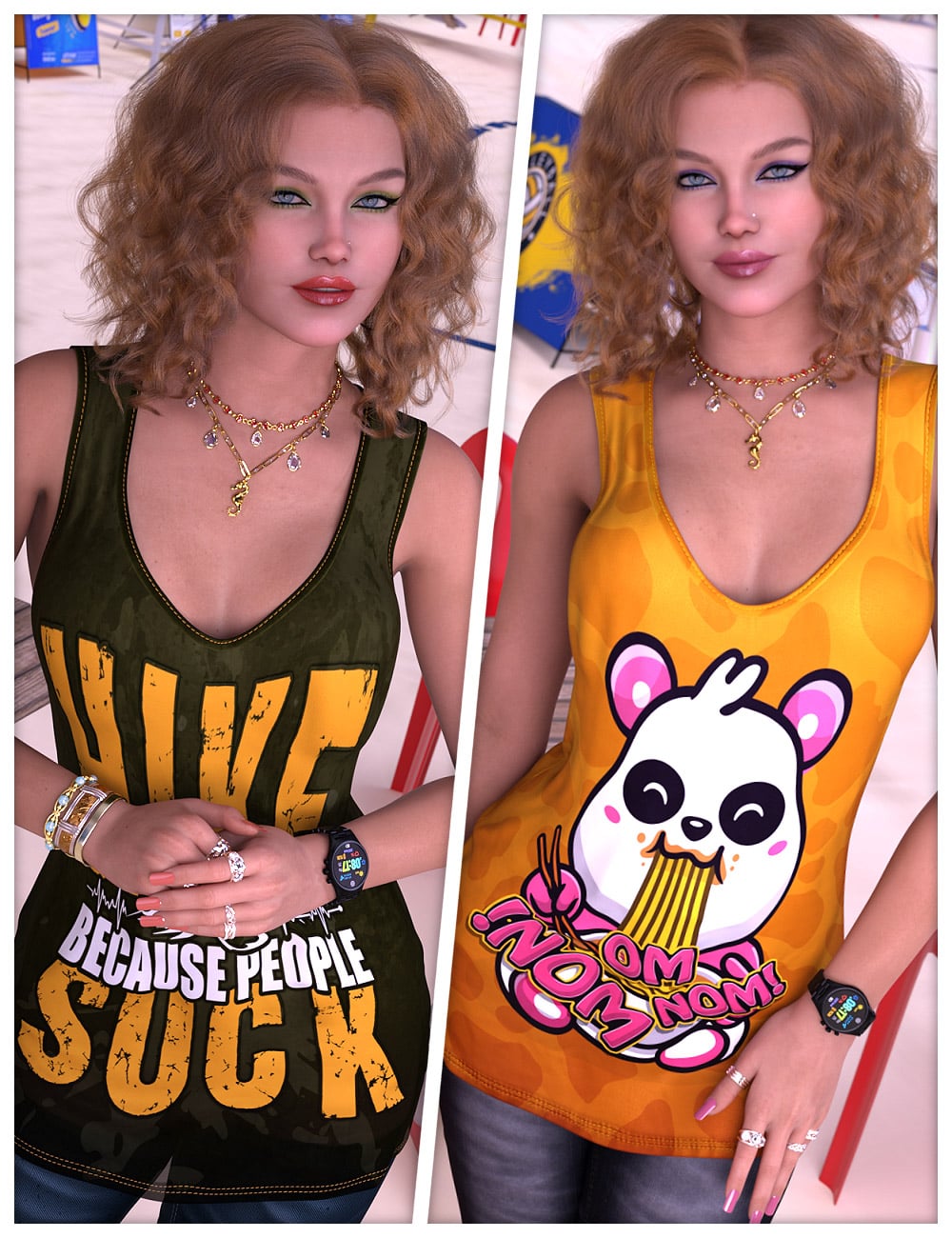 Everyday Textures for dForce SU Summer Tank by: ShanasSoulmate, 3D Models by Daz 3D