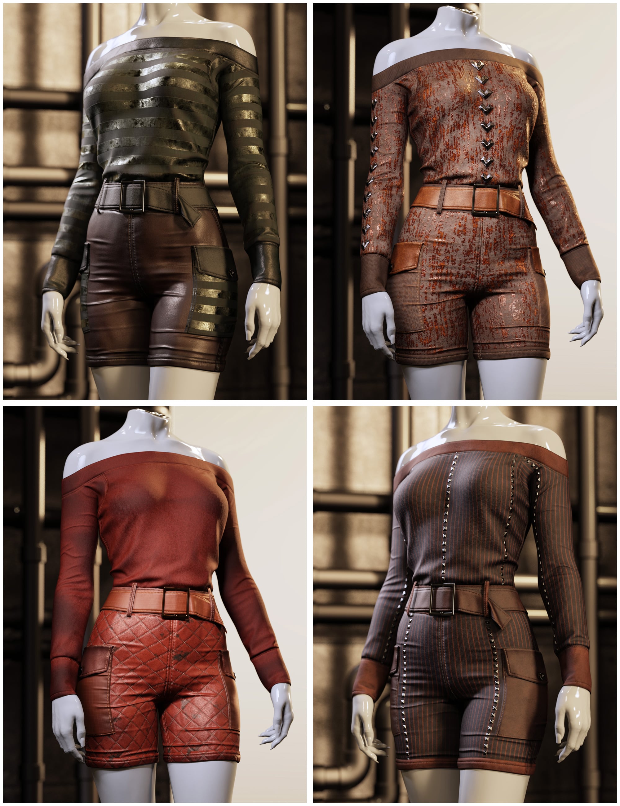 Fantasy Textures Add-On for Shoulder Free Cargo Style Romper by: outoftouch, 3D Models by Daz 3D