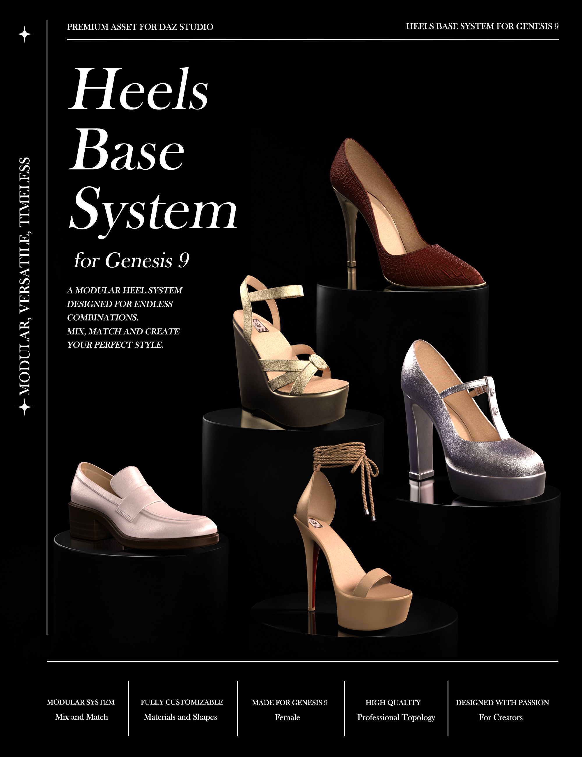 Heels Base System for Genesis 9 by: Luthbellina, 3D Models by Daz 3D