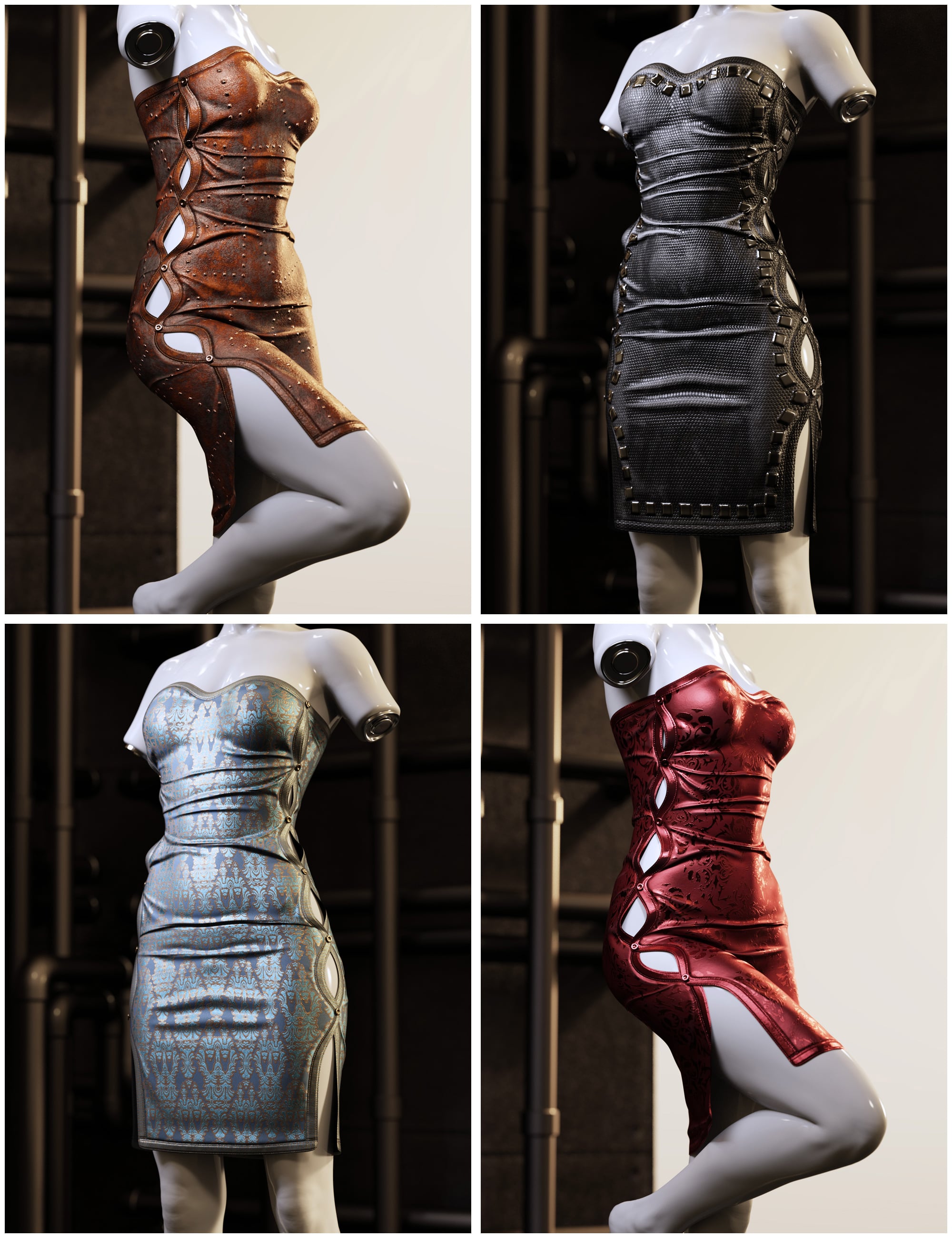 Fantasy Textures Addon for Buttoned Up Tube Dress by: outoftouch, 3D Models by Daz 3D