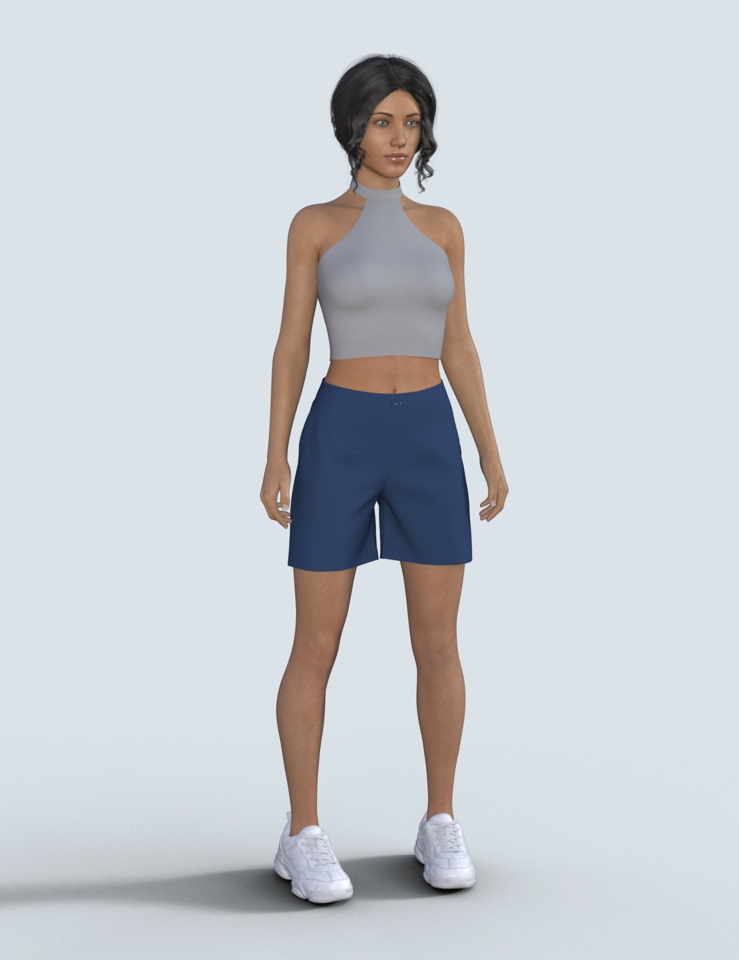 Halterneck Top and High Waisted Shorts for Genesis 8 Female by: Glam Gathering, 3D Models by Daz 3D