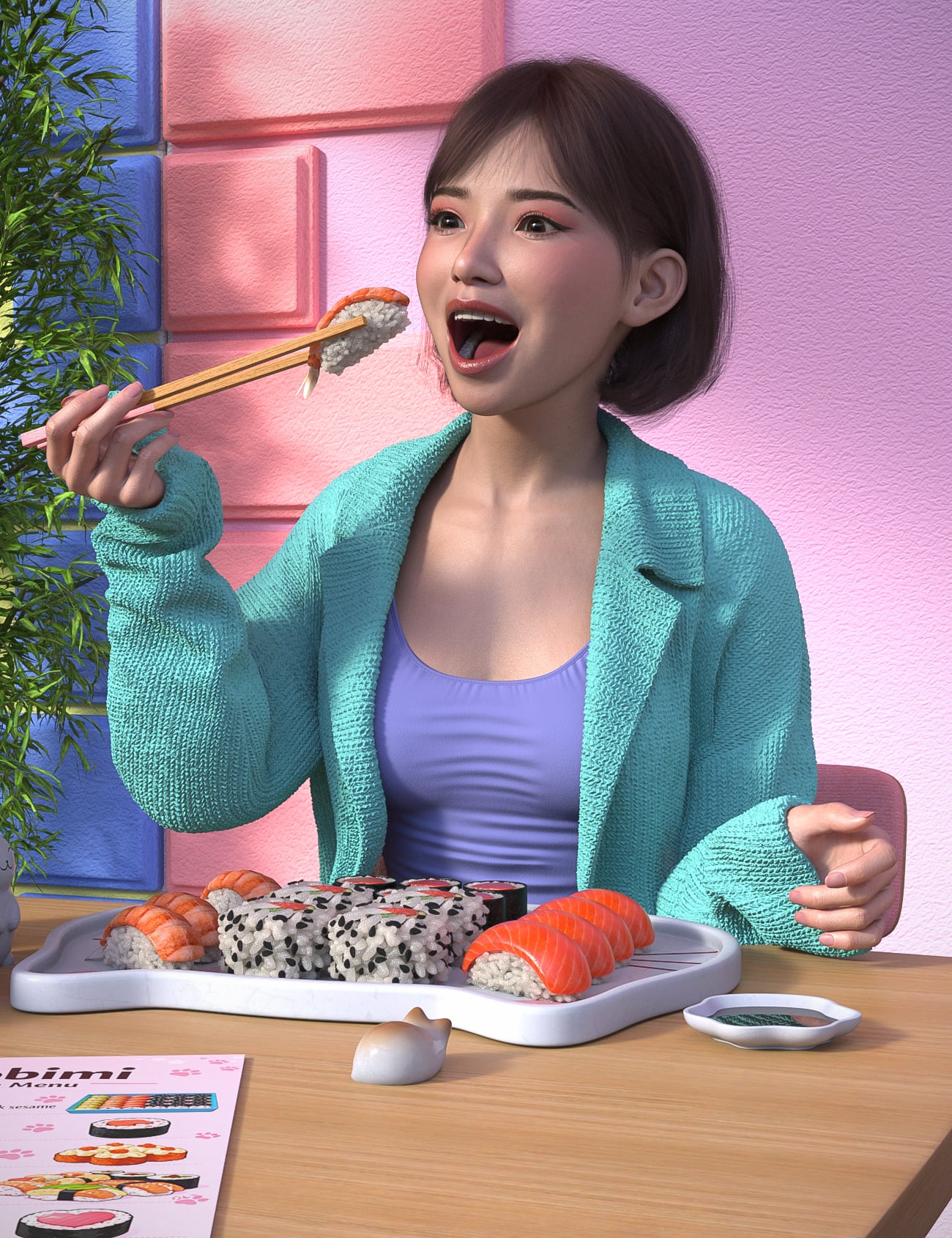 SE Sushi Lover Poses for Genesis 9 by: Space Elsa, 3D Models by Daz 3D