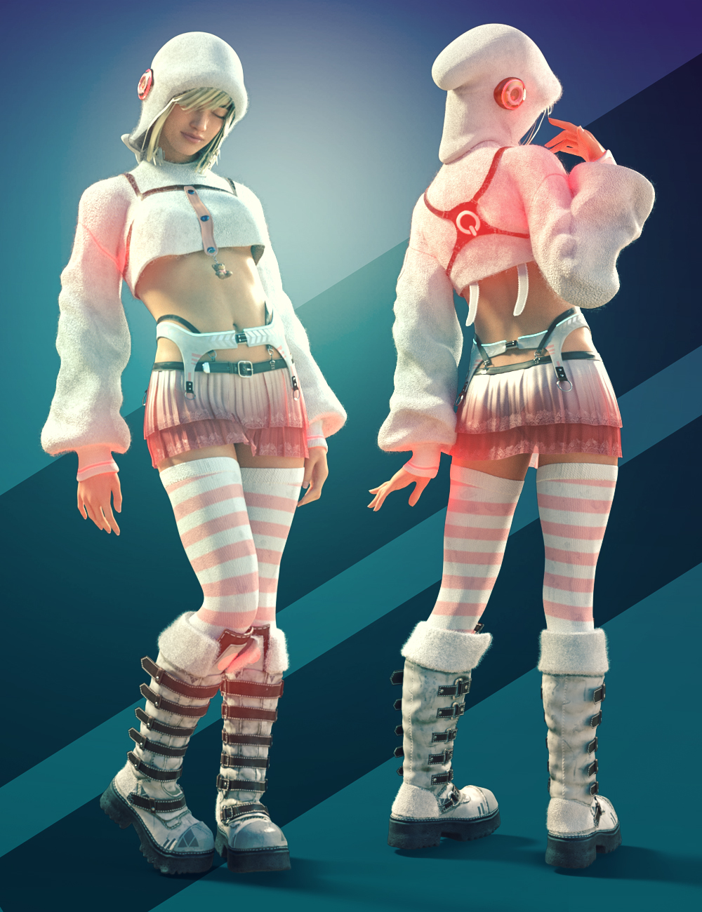 dForce Fuzz Outfit for Genesis 9 by: Priap, 3D Models by Daz 3D