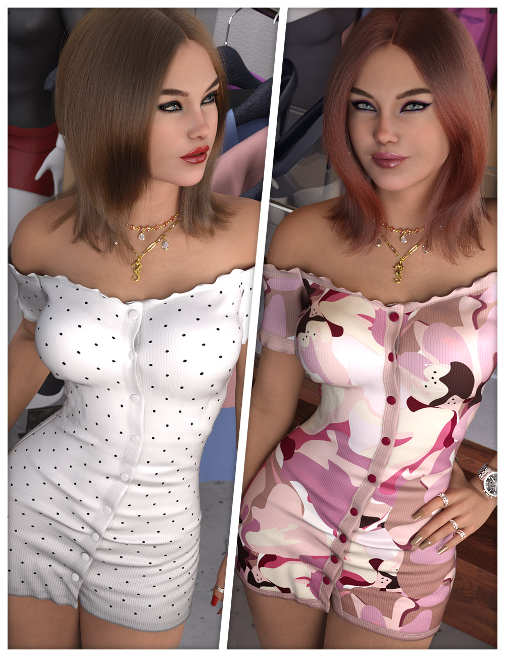 Fashionable Textures for dForce SU Hot Girl Dress by: ShanasSoulmate, 3D Models by Daz 3D