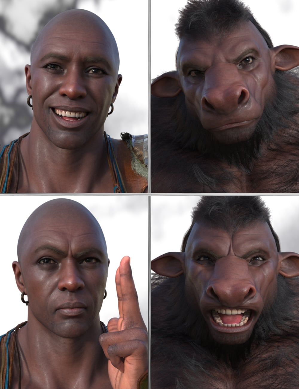JW Wild Creature Expressions for Axel 9 by: JWolf, 3D Models by Daz 3D