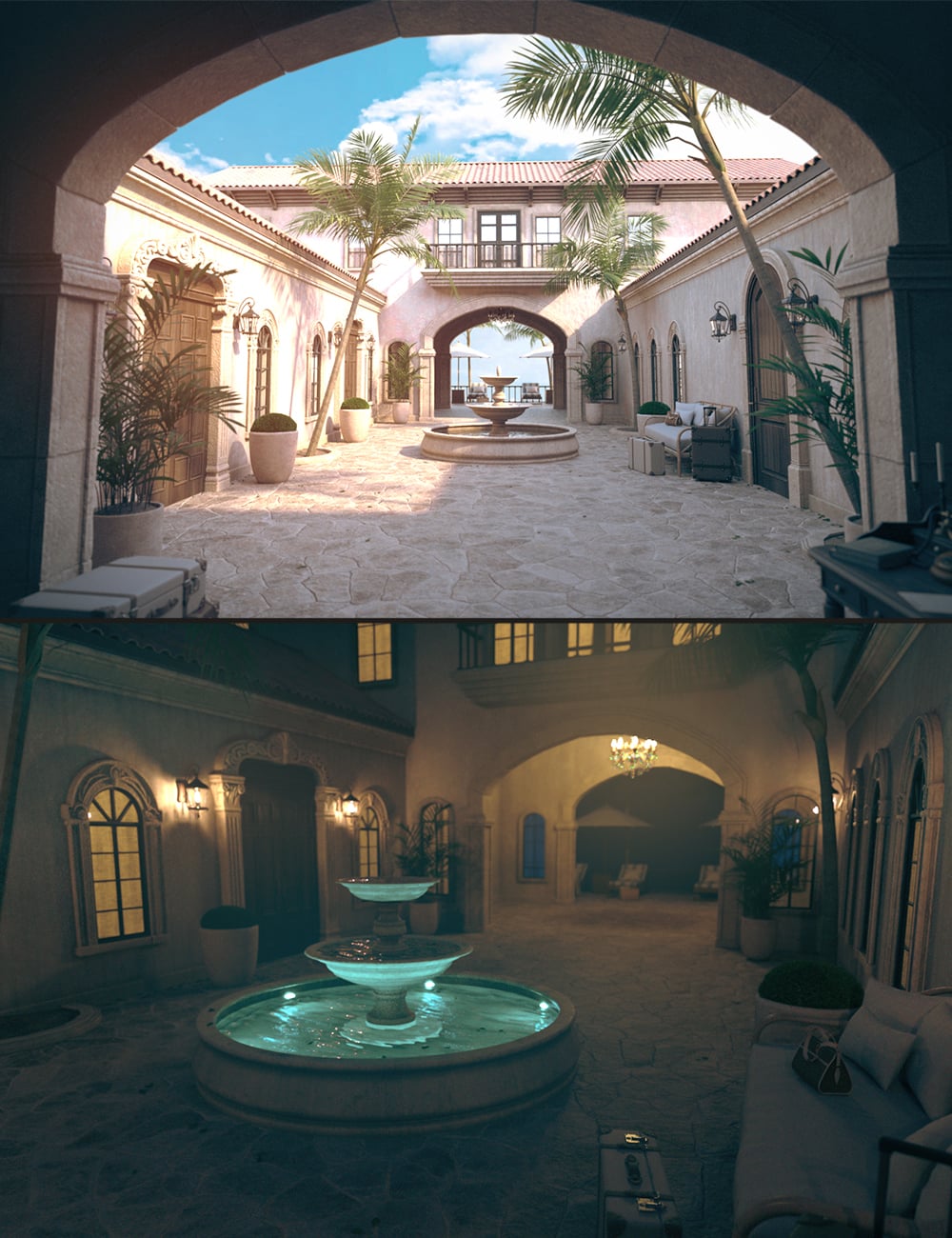 Polish Resort Arrival Courtyard by: Polish, 3D Models by Daz 3D