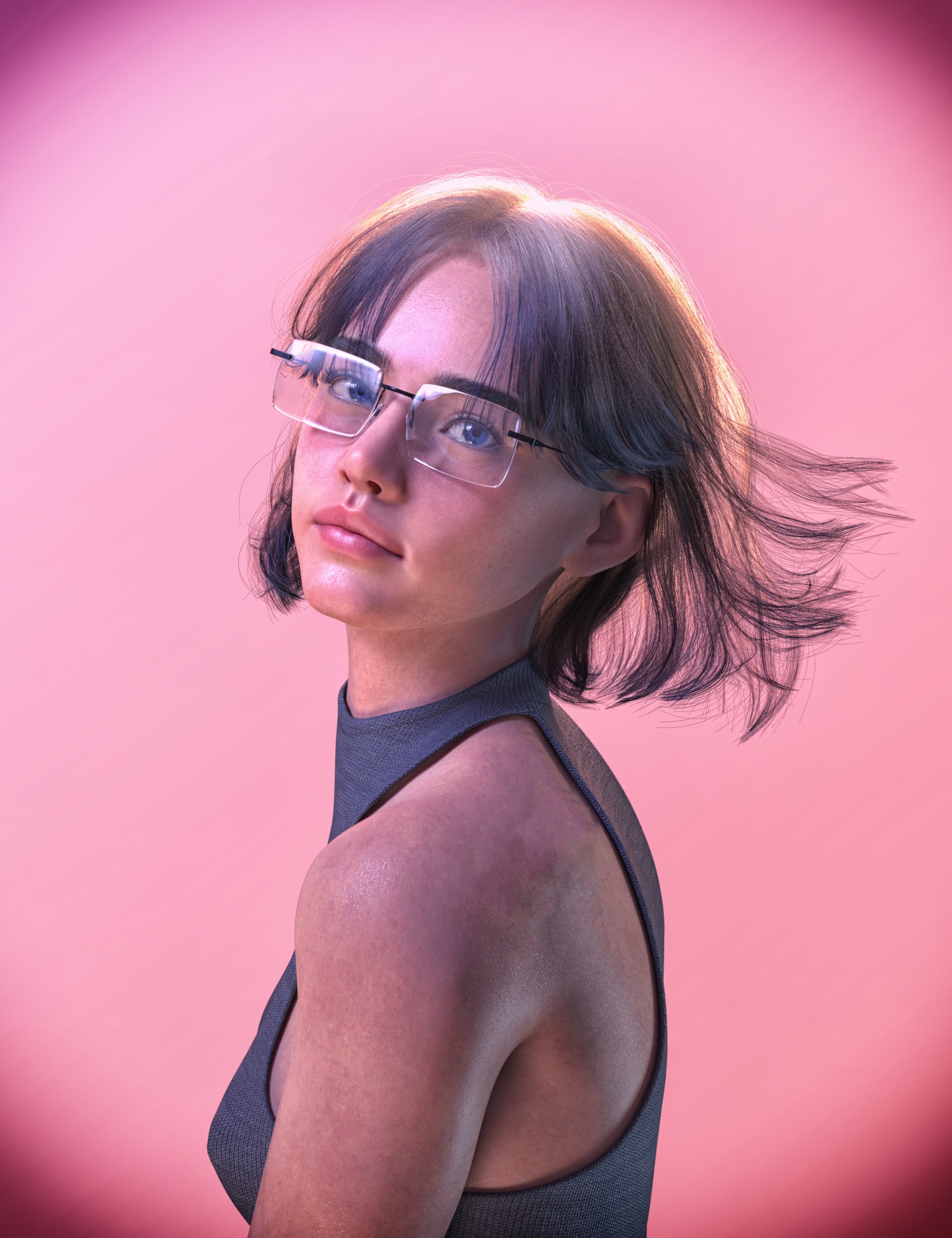 dForce FE Messy Short Strand-Based Hair for Genesis 9, 8 and 8.1 by: FeSoul, 3D Models by Daz 3D