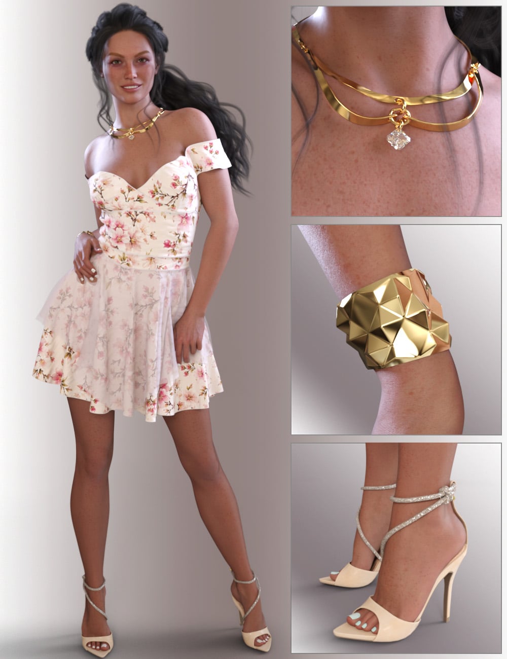dForce Rosyra Outfit for Genesis 9 Feminine by: OnnelArryn, 3D Models by Daz 3D