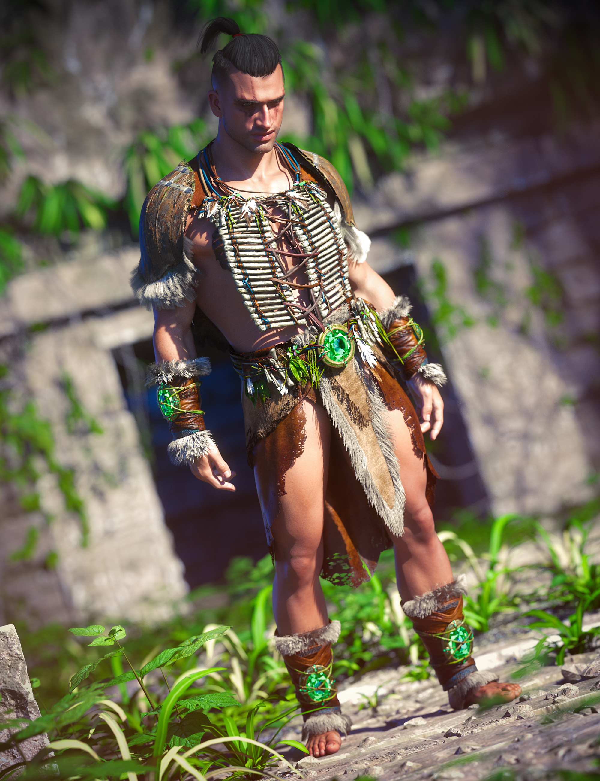 dForce Barkhide Outfit for Genesis 9 by: Barbara Brundon, 3D Models by Daz 3D