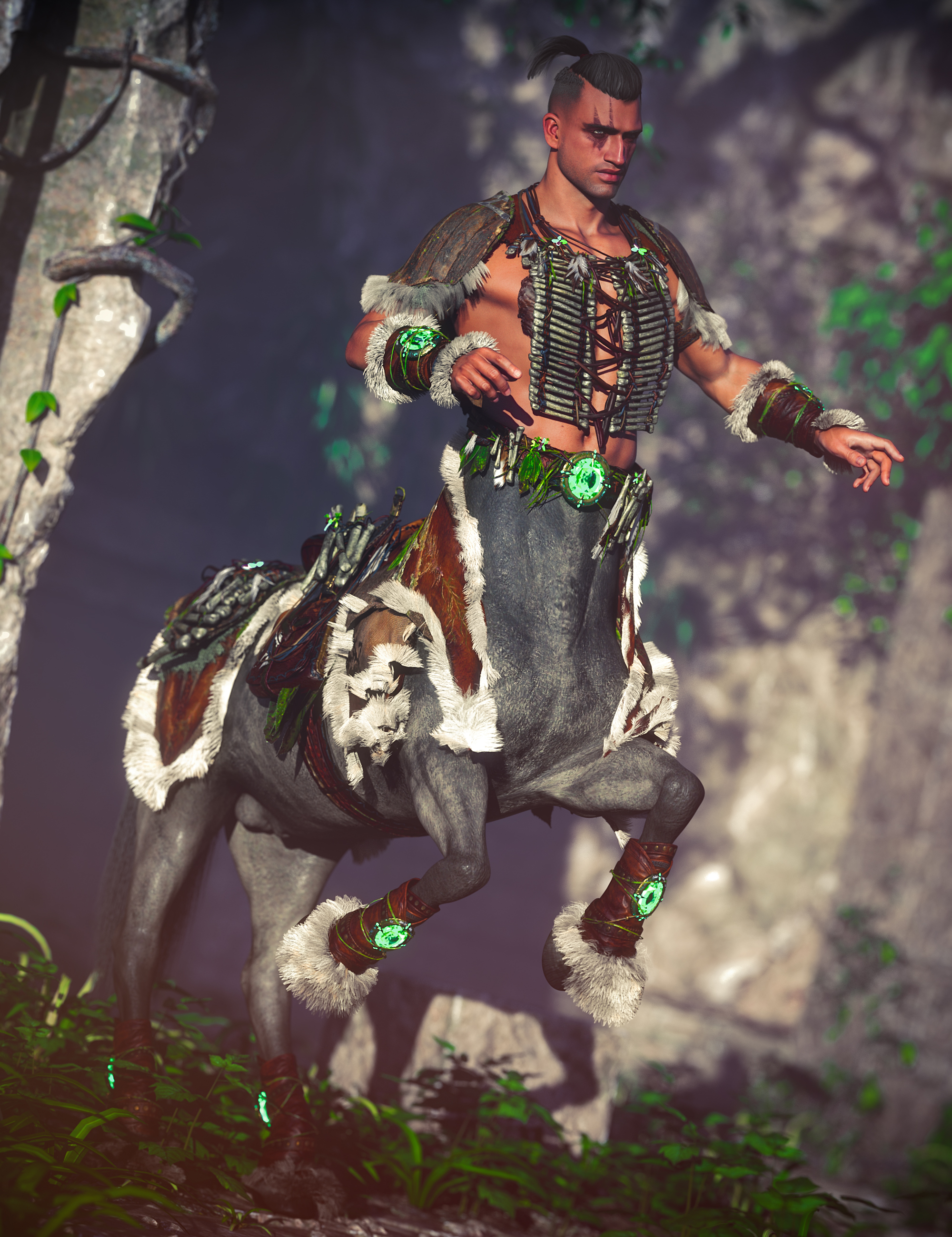 dForce Barkhide Outfit Centaur Bundle by: Barbara Brundon, 3D Models by Daz 3D