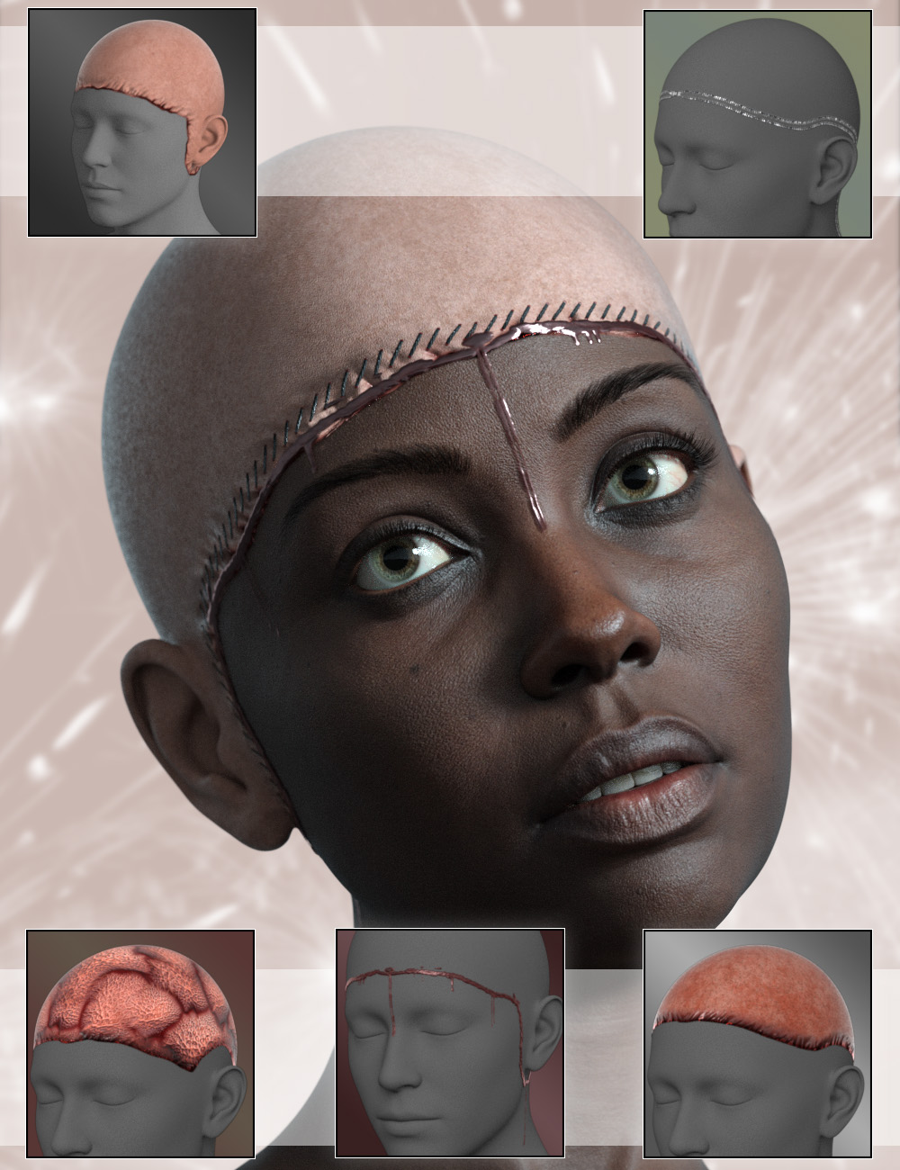 Horror Scalp Geoshell Builder for Genesis 9 by: ForbiddenWhispers, 3D Models by Daz 3D